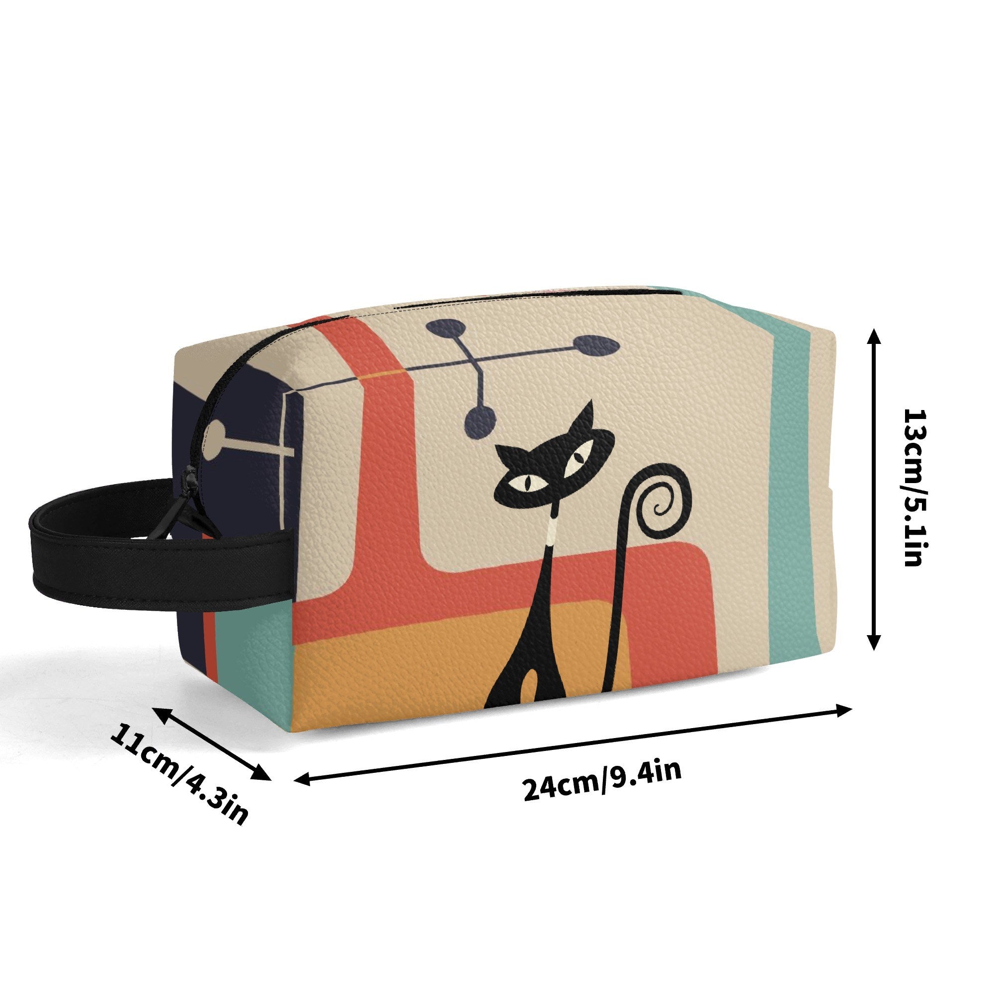 Kate McEnroe New York Atomic Cat Mid Century Modern Toiletry Bag, Retro Kitsch Travel Cosmetic CaseCosmetic &amp; Toiletry BagsWLX8X6ZW - 2