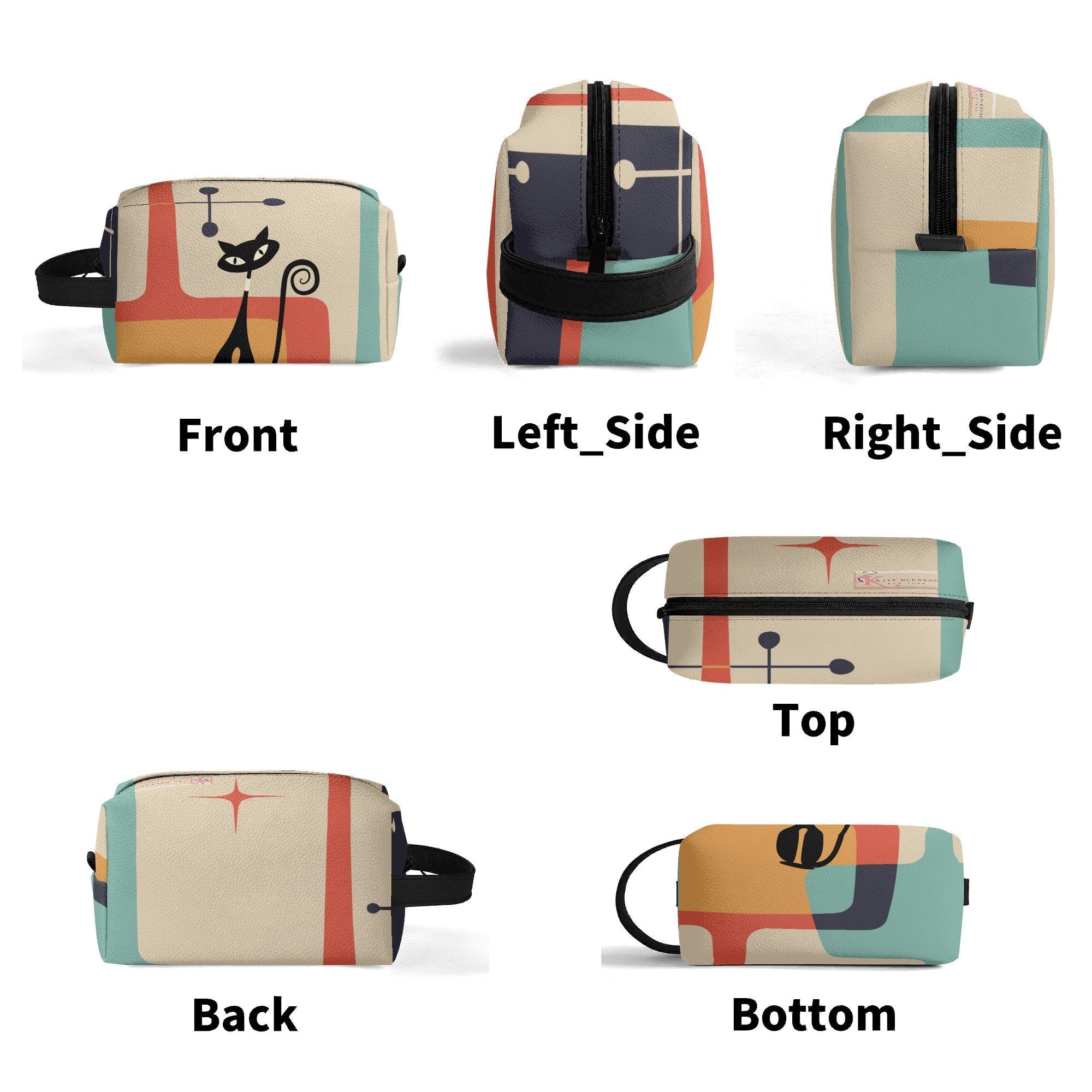 Kate McEnroe New York Atomic Cat Mid Century Modern Toiletry Bag, Retro Kitsch Travel Cosmetic CaseCosmetic &amp; Toiletry BagsWLX8X6ZW - 2