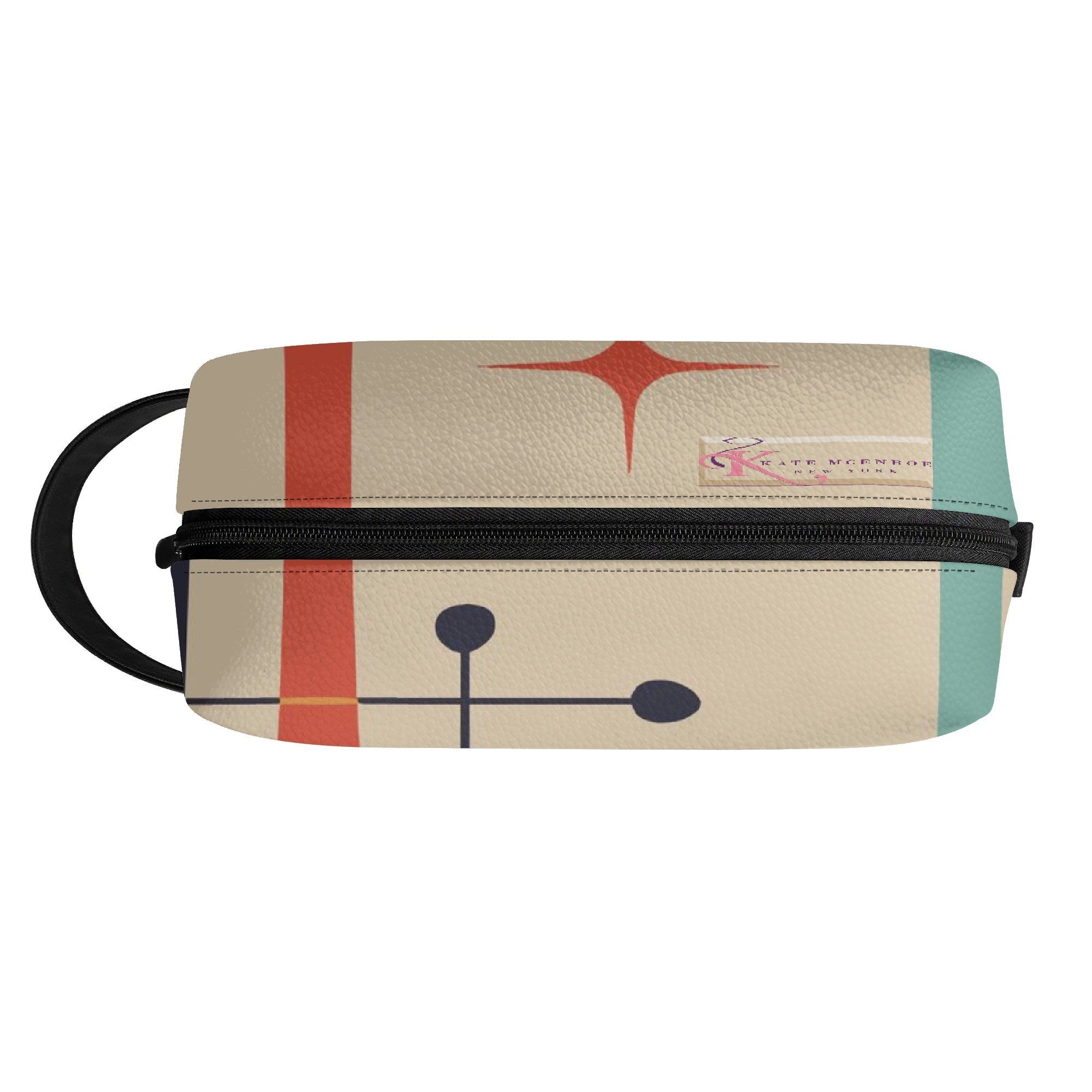 Kate McEnroe New York Atomic Cat Mid Century Modern Toiletry Bag, Retro Kitsch Travel Cosmetic CaseCosmetic &amp; Toiletry BagsWLX8X6ZW - 2