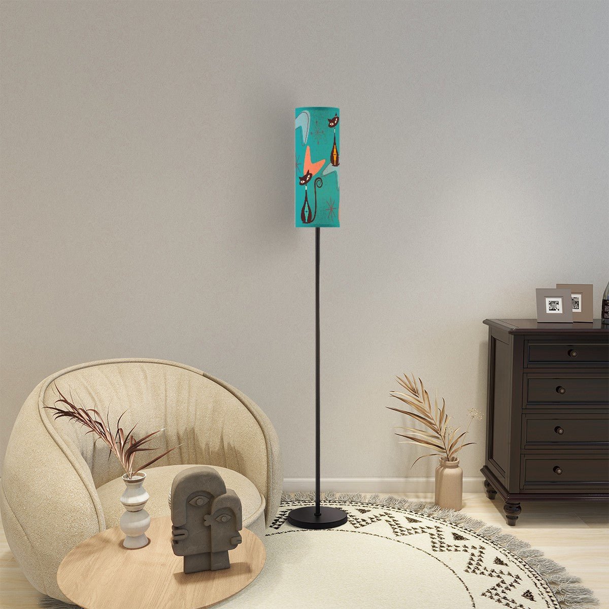 Kate McEnroe New York Atomic Cat Mid Century Modern Tower Floor Lamp, Retro 50s MCM Kitsch, Boomerang Starburst Sexton Cats Accent LightFloor Lampsf9wIi0AP88