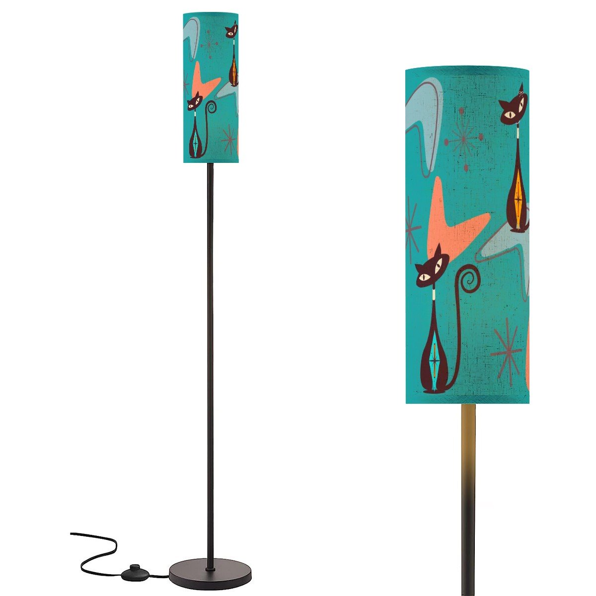 Kate McEnroe New York Atomic Cat Mid Century Modern Tower Floor Lamp, Retro 50s MCM Kitsch, Boomerang Starburst Sexton Cats Accent LightFloor Lampsf9wIi0AP88