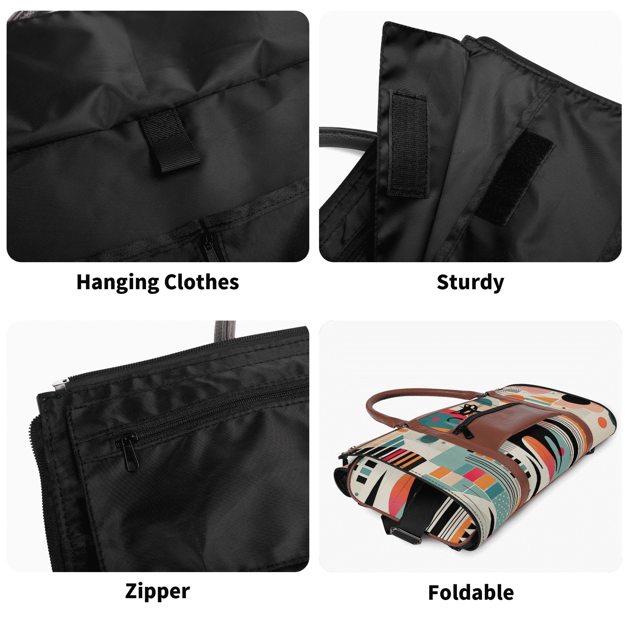 Kate McEnroe New York Atomic Cat Mid Century Modern Travel Bag, Retro 50s Geometric Duffel, Space Age Carry - OnDuffel BagsNM6439EW - 1