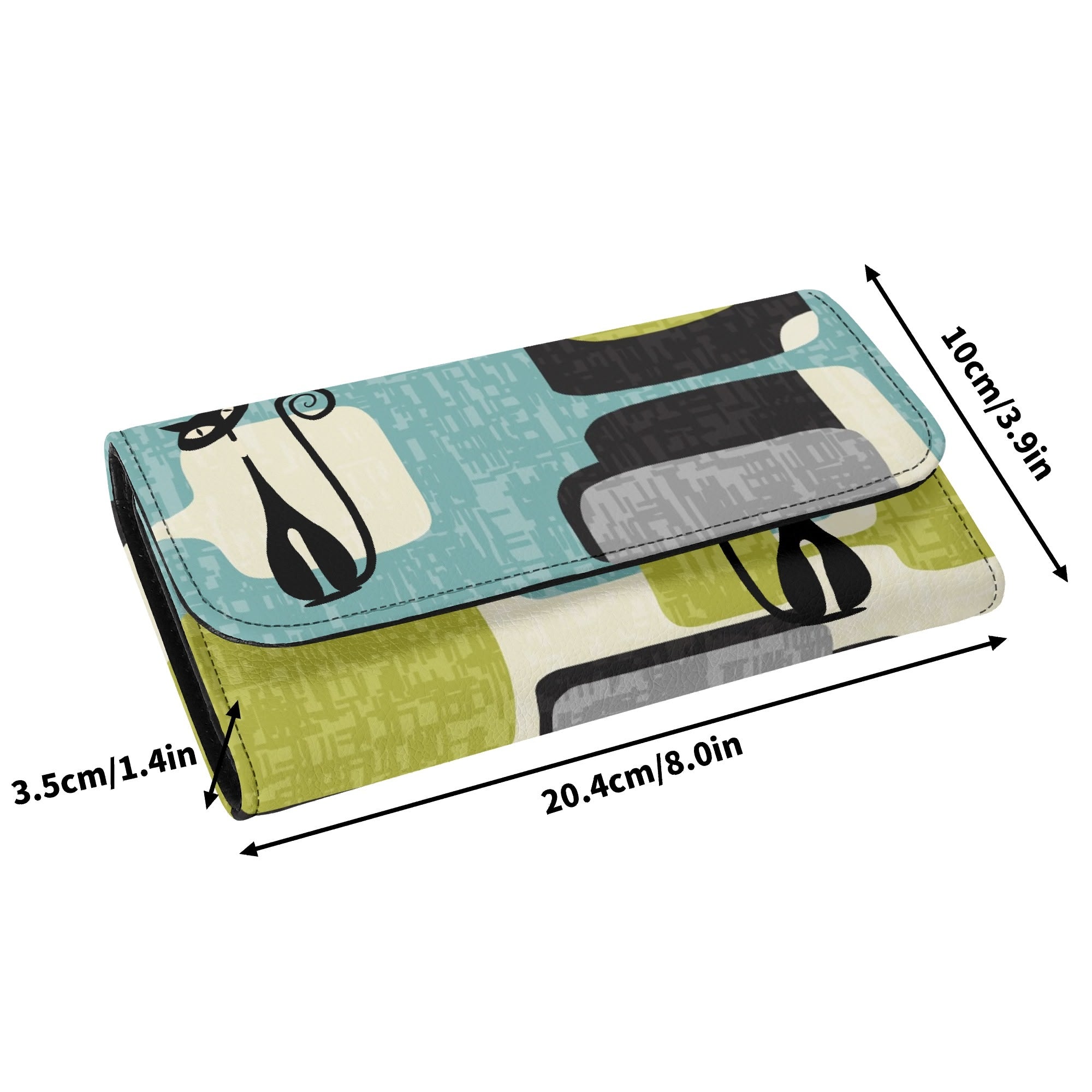 Kate McEnroe New York Atomic Cat Mid Century Modern Trifold Wallet, Retro Kitsch Geometric BillfoldWalletsNGZPM7GW - 1