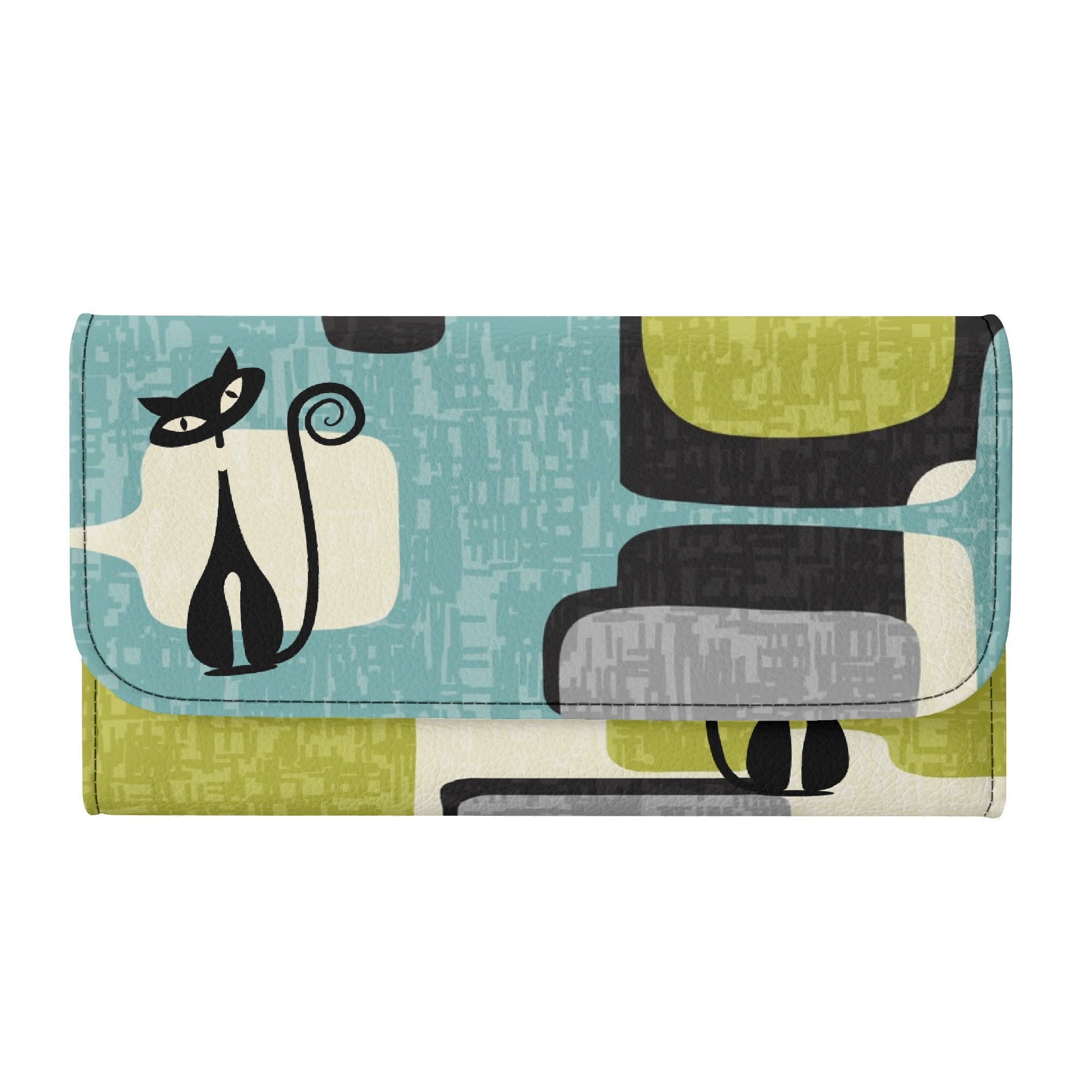 Kate McEnroe New York Atomic Cat Mid Century Modern Trifold Wallet, Retro Kitsch Geometric BillfoldWalletsNGZPM7GW - 1