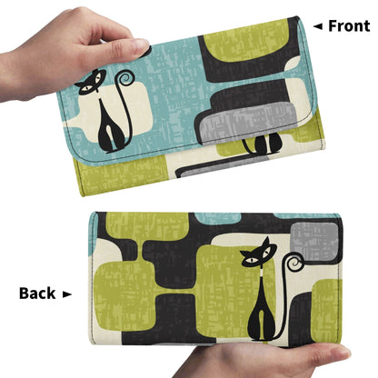 Kate McEnroe New York Atomic Cat Mid Century Modern Trifold Wallet, Retro Kitsch Geometric BillfoldWalletsNGZPM7GW - 1