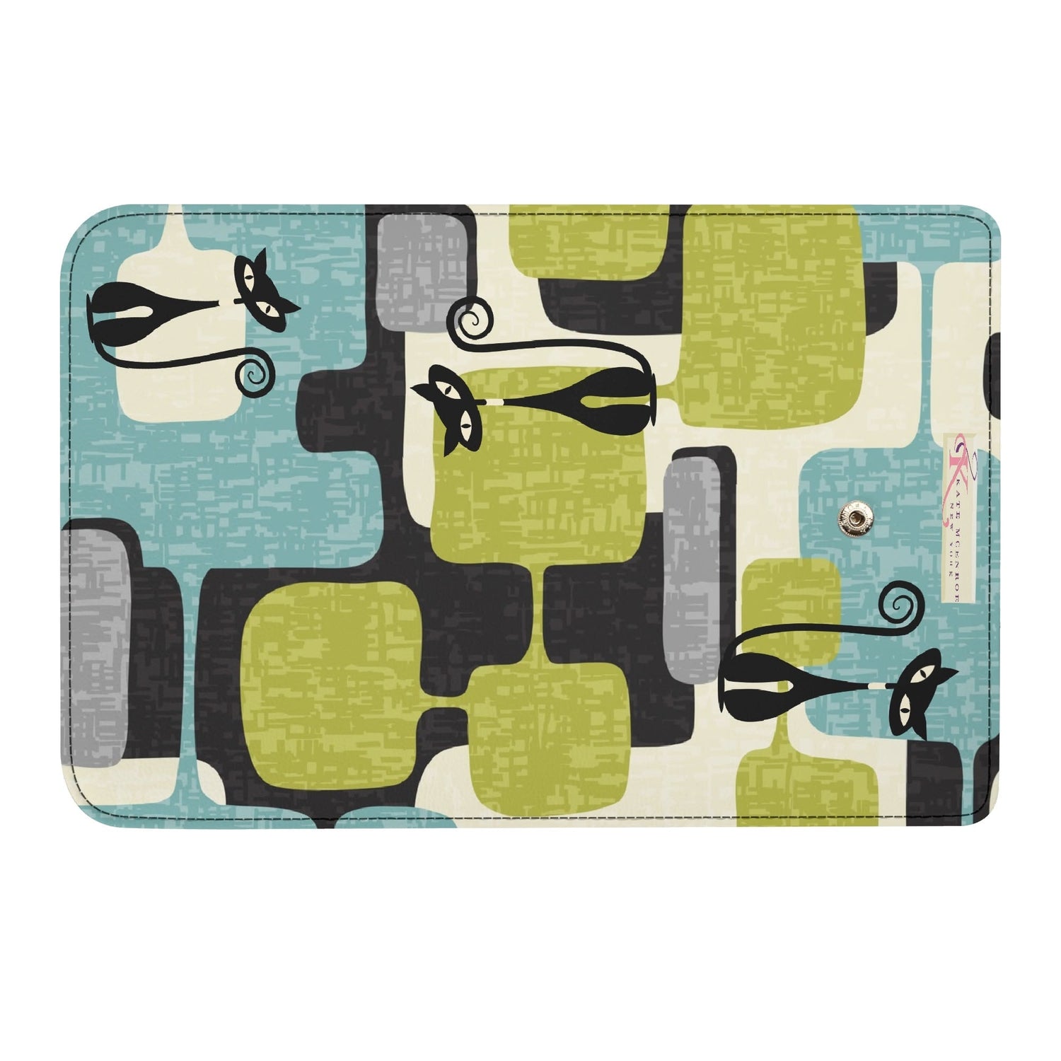 Kate McEnroe New York Atomic Cat Mid Century Modern Trifold Wallet, Retro Kitsch Geometric BillfoldWalletsNGZPM7GW - 1