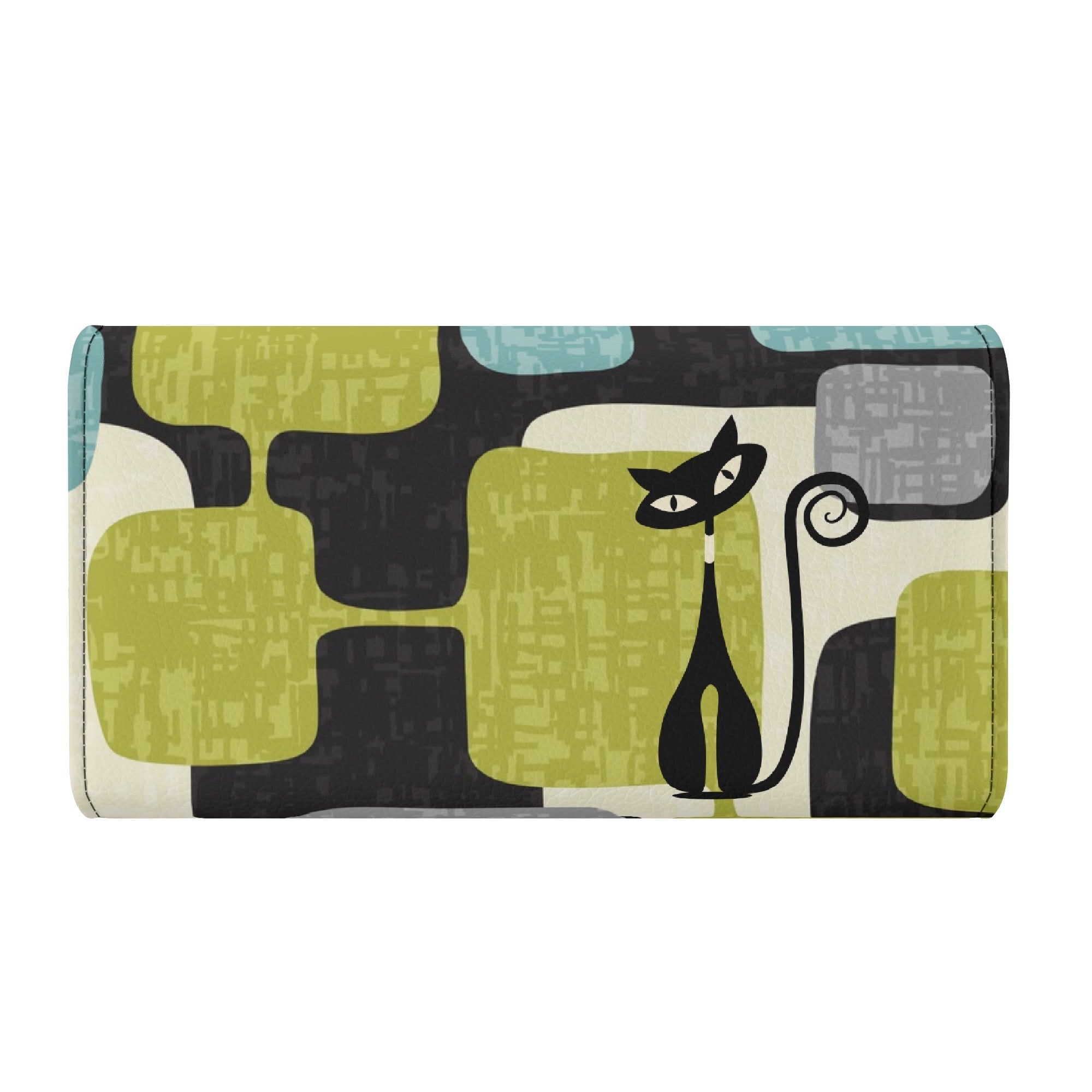 Kate McEnroe New York Atomic Cat Mid Century Modern Trifold Wallet, Retro Kitsch Geometric BillfoldWalletsNGZPM7GW - 1