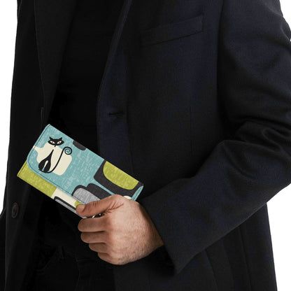 Kate McEnroe New York Atomic Cat Mid Century Modern Trifold Wallet, Retro Kitsch Geometric BillfoldWalletsNGZPM7GW - 1