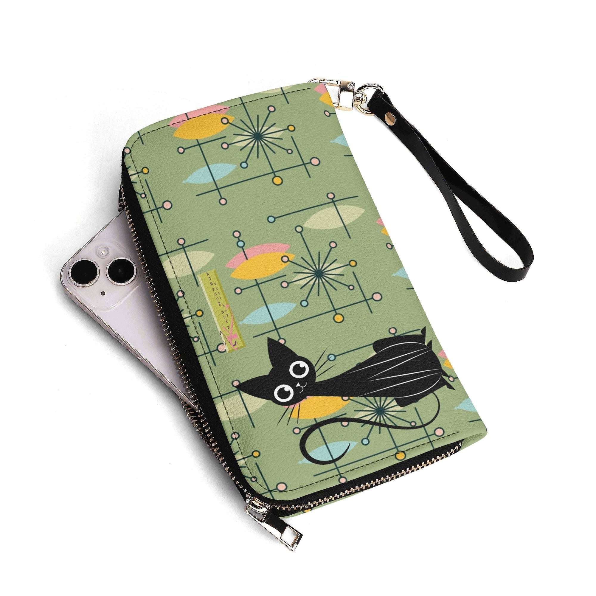 Kate McEnroe New York Atomic Cat Mid Century Modern Wallet, Retro MCM Cat Lover GiftWalletsW0ZR7G5W-1