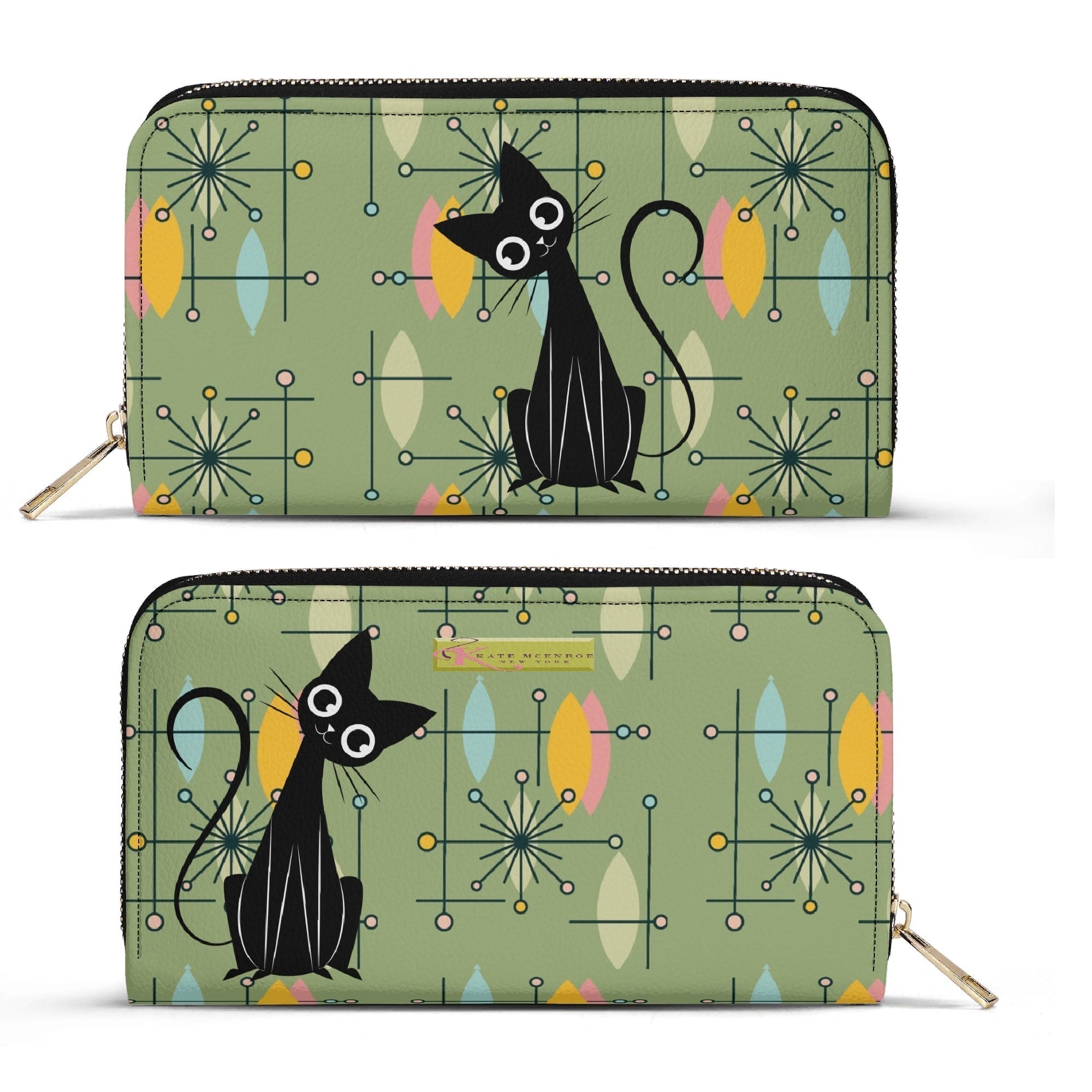 Kate McEnroe New York Atomic Cat Mid Century Modern Wallet, Retro MCM Cat Lover GiftWalletsW0ZR7G5W-2
