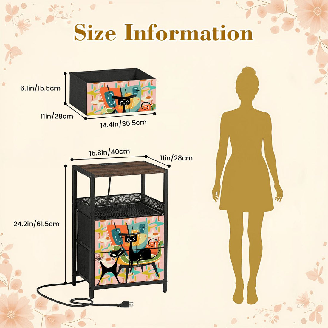 Kate McEnroe New York Atomic Cat Mid Century Nightstand 2 Drawer Charging Bedside TableNightStandshV2rMkqebE