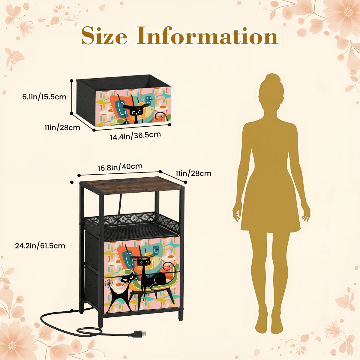 Kate McEnroe New York Atomic Cat Mid Century Nightstand 2 Drawer Charging Bedside TableNightStandshV2rMkqebE