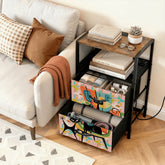 Kate McEnroe New York Atomic Cat Mid Century Nightstand 2 Drawer Charging Bedside TableNightStandshV2rMkqebE