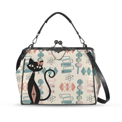 Kate McEnroe New York Atomic Cat Mid Century Starburst Kisslock Purse, Retro Sputnik Boomerang BagCrossbody BagsD3187073