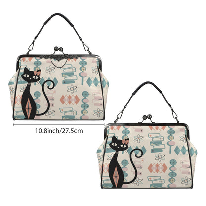 Kate McEnroe New York Atomic Cat Mid Century Starburst Kisslock Purse, Retro Sputnik Boomerang BagCrossbody BagsD3187073