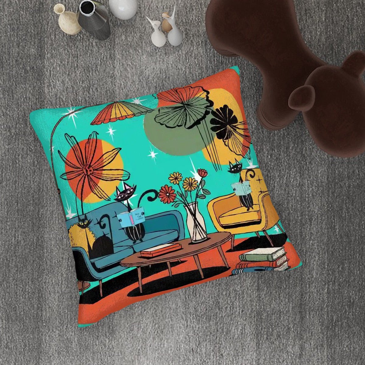 Kate McEnroe New York Atomic Cat Mid Century Throw Pillow Cover, Retro Mod Reading Lounge Cushion, 50s Kitsch Living Room DecorThrow Pillow Covers0r4qUawmiL