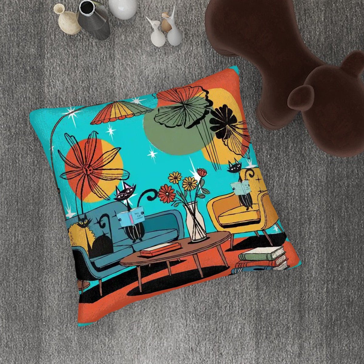 Kate McEnroe New York Atomic Cat Mid Mod Den Pillow Covers, Retro 50s Lounge Set of 2Throw Pillow CoversUjRFSzzwCt