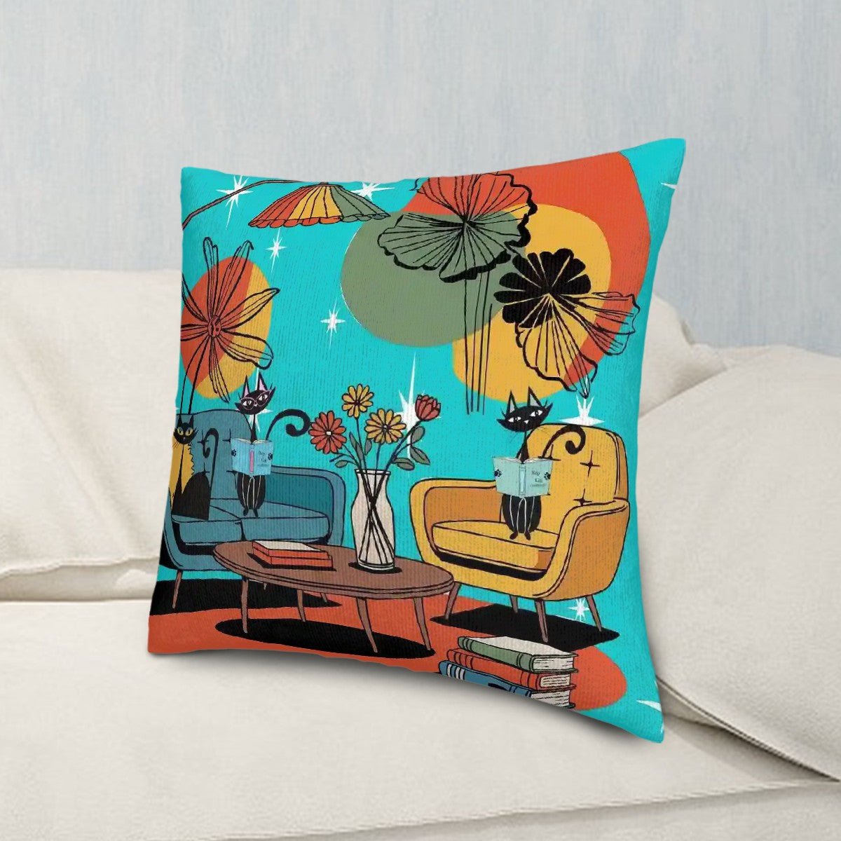 Kate McEnroe New York Atomic Cat Mid Mod Den Pillow Covers, Retro 50s Lounge Set of 2Throw Pillow CoversUjRFSzzwCt
