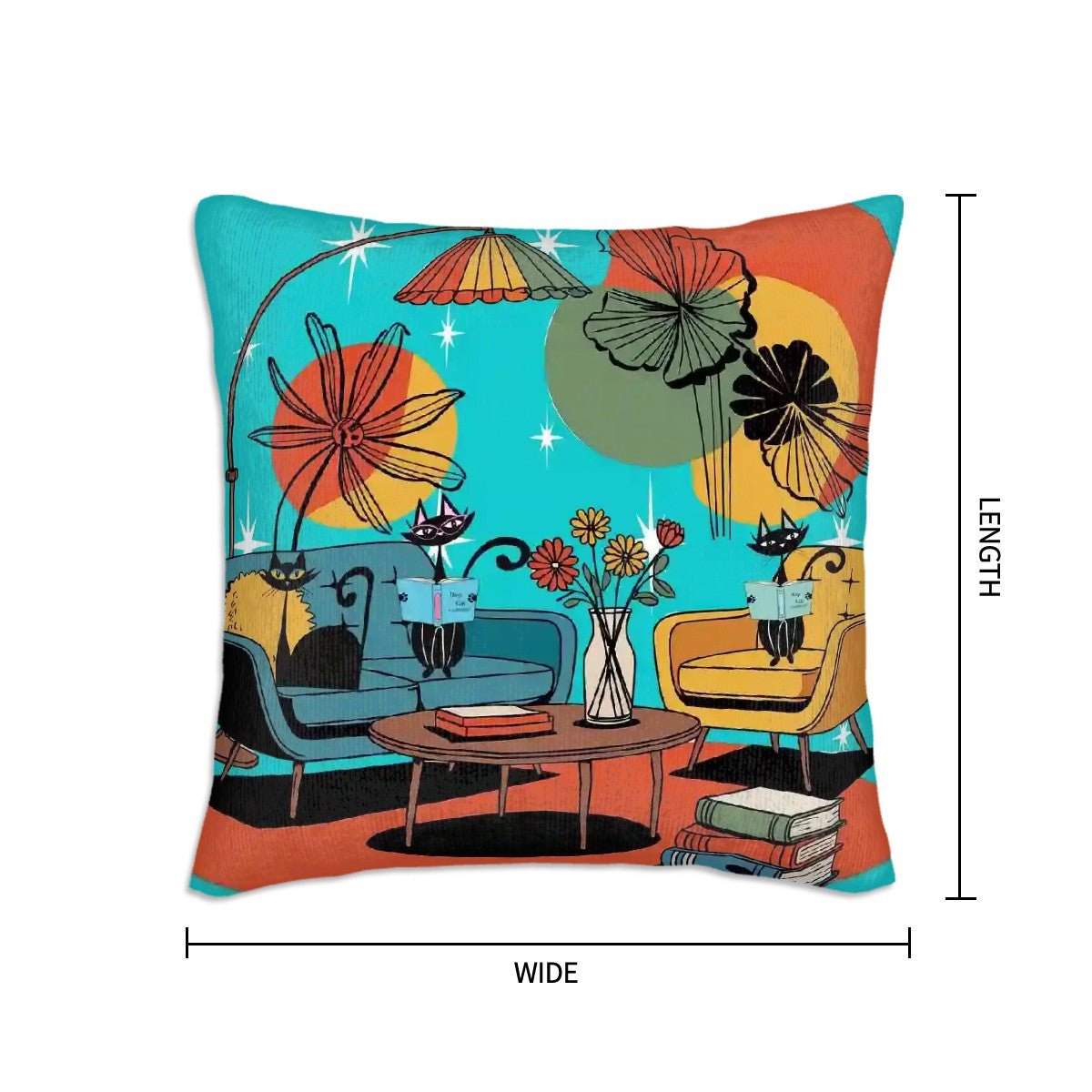 Kate McEnroe New York Atomic Cat Mid Mod Den Pillow Covers, Retro 50s Lounge Set of 2Throw Pillow CoversUjRFSzzwCt