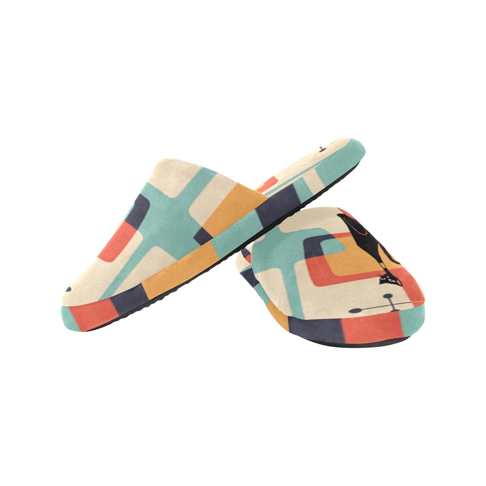 Kate McEnroe New York Atomic Cat Mid Mod Retro Bedroom SlippersSlippersD2855806
