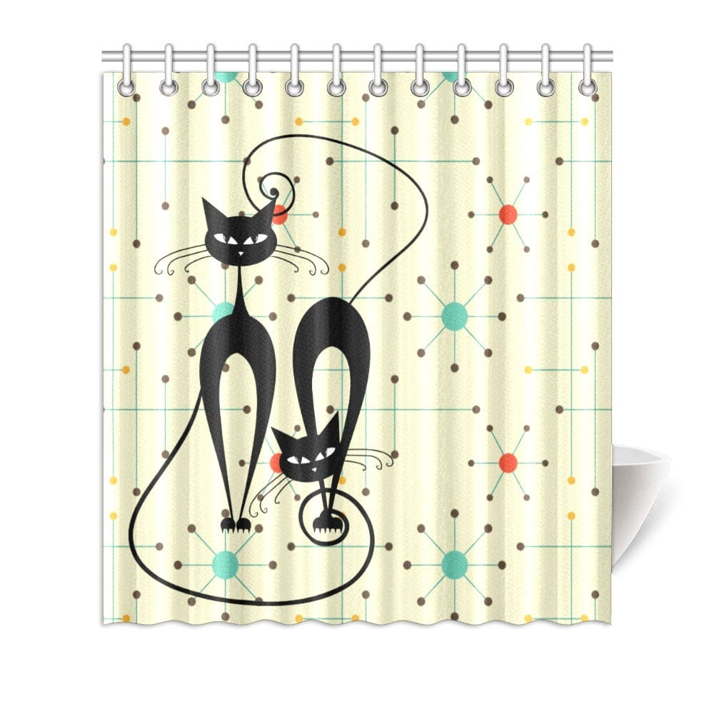 interestprint Atomic Cat Mid Mod Retro Starburst Shower Curtains One Size / shutterstock_1129204610 [Converted]2 vector to png Shower Curtain 66&quot;x72&quot; D2879677