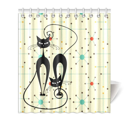 interestprint Atomic Cat Mid Mod Retro Starburst Shower Curtains One Size / shutterstock_1129204610 [Converted]2 vector to png Shower Curtain 66"x72" D2879677