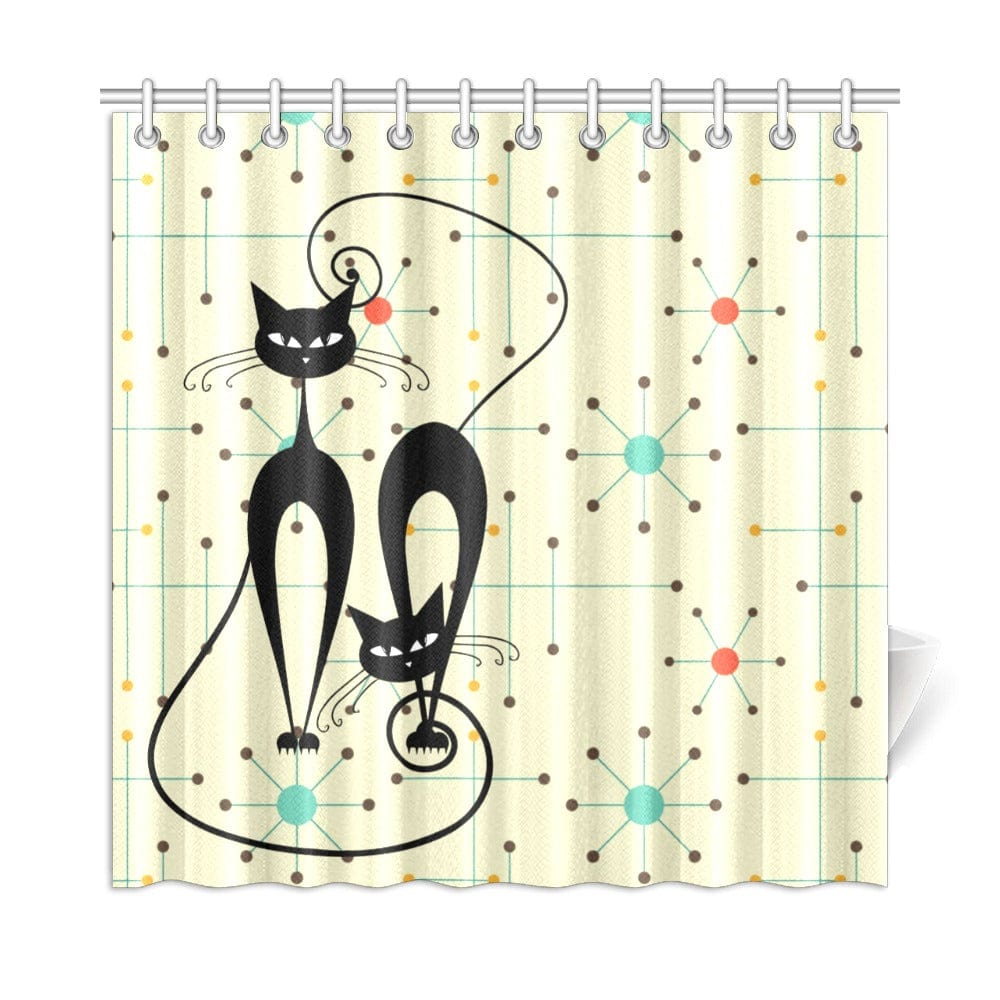 interestprint Atomic Cat Mid Mod Retro Starburst Shower Curtains One Size / shutterstock_1129204610 [Converted]2 vector to png Shower Curtain 72"x72" D2879674