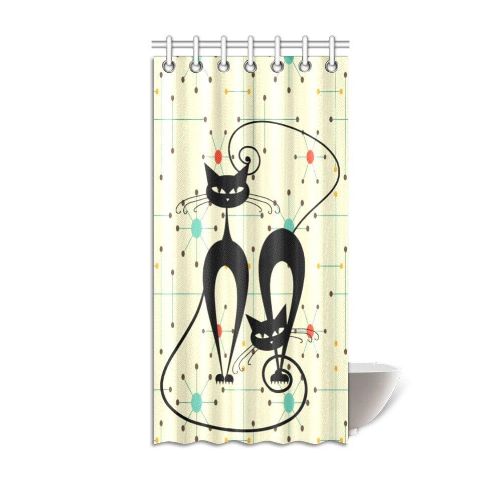 Kate McEnroe New York Atomic Cat Mid Mod Retro Starburst Shower CurtainsShower CurtainsD2879668