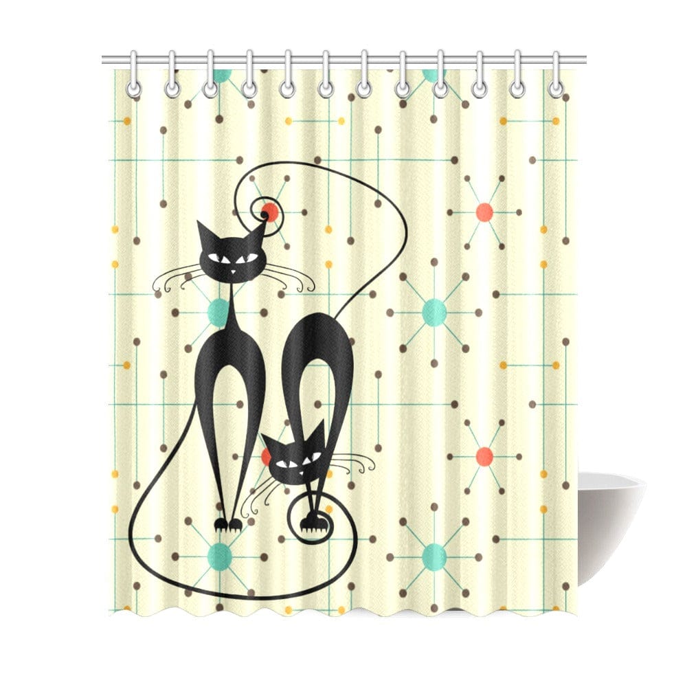 Kate McEnroe New York Atomic Cat Mid Mod Retro Starburst Shower CurtainsShower CurtainsD2879673