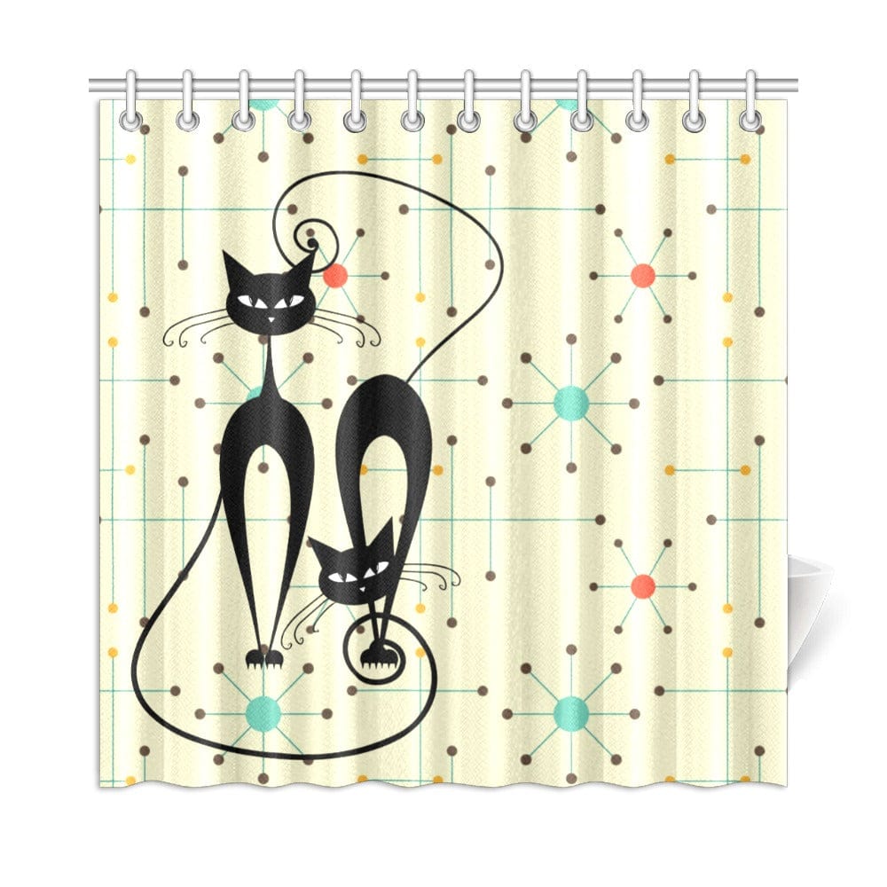 Kate McEnroe New York Atomic Cat Mid Mod Retro Starburst Shower CurtainsShower CurtainsD2879674
