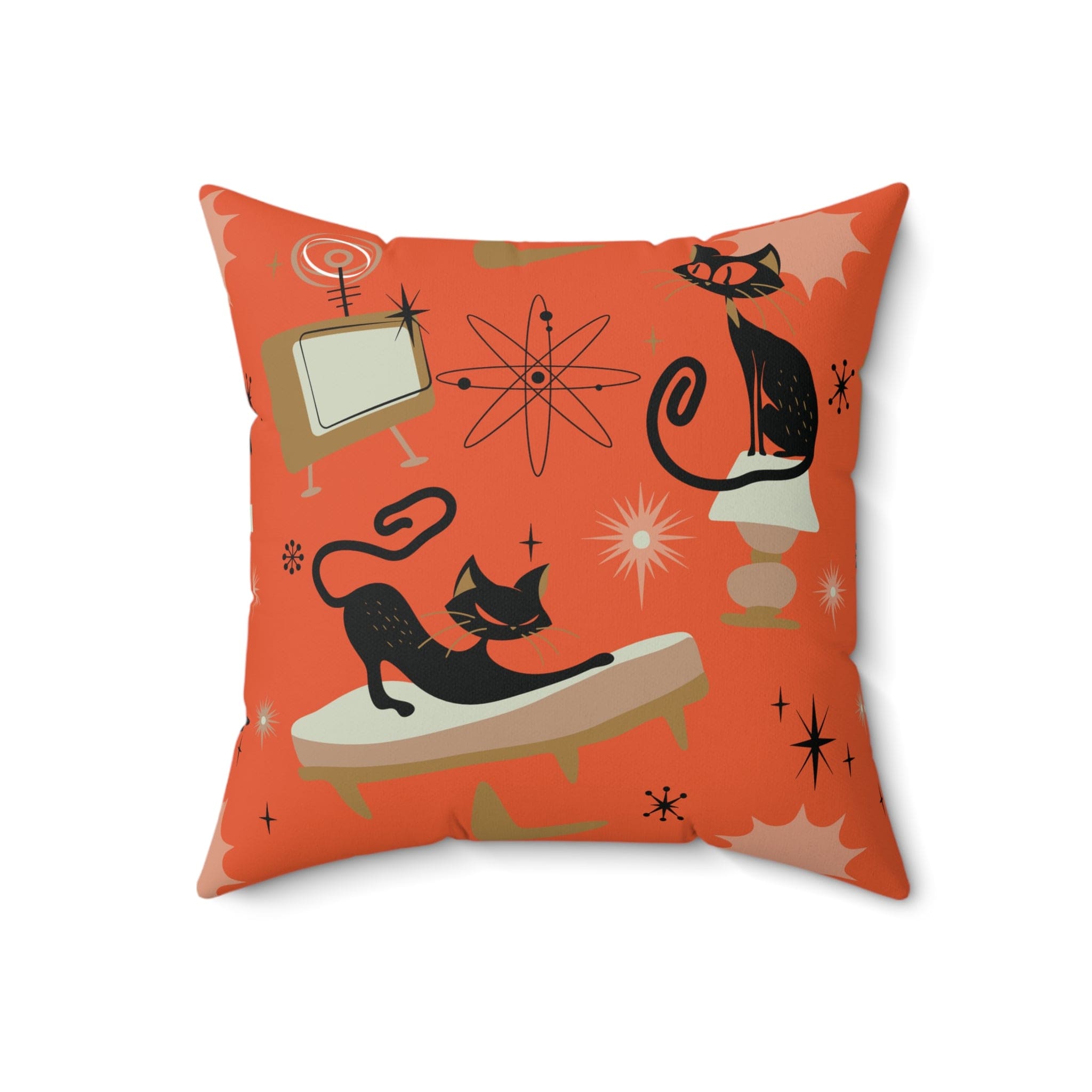 Kate McEnroe New York Atomic Cat Mid Mod Retro Vintage Starbursts Throw PillowThrow Pillows18239709110486702726