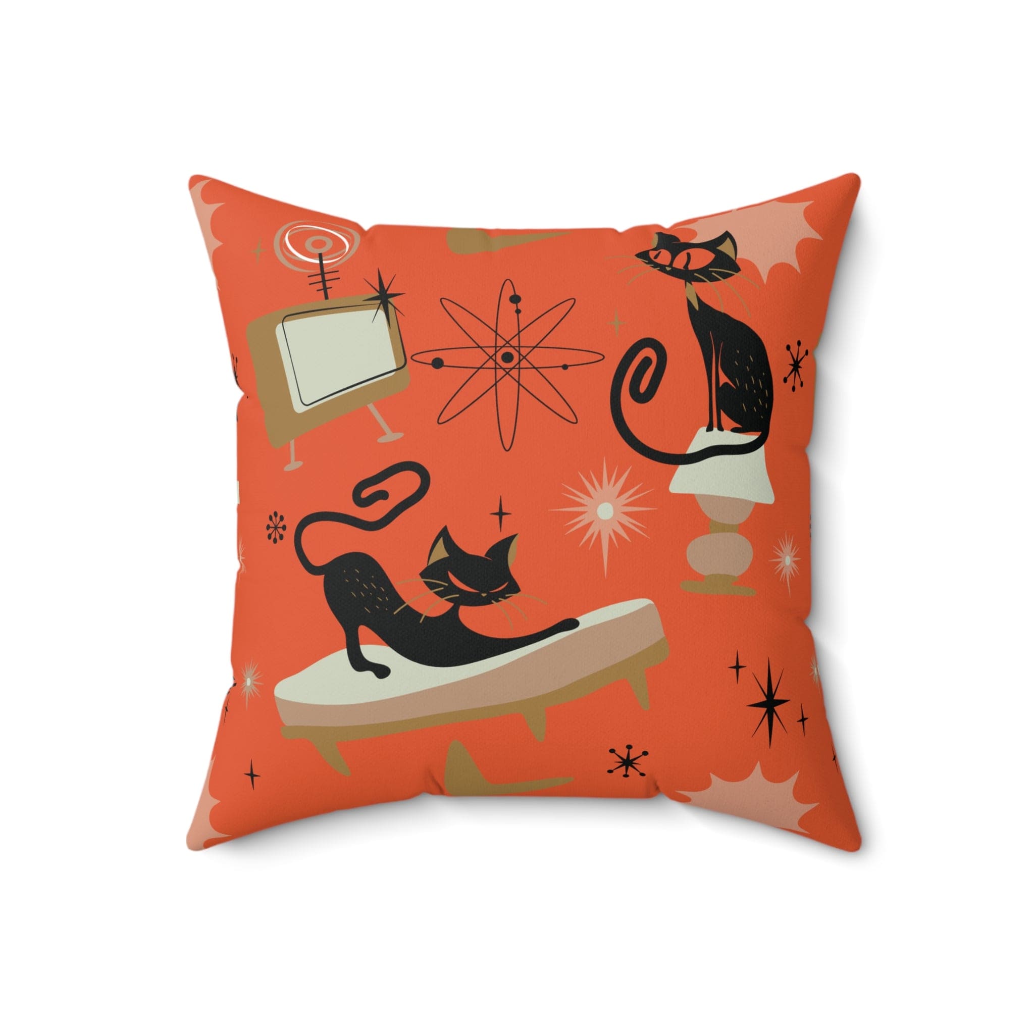 Kate McEnroe New York Atomic Cat Mid Mod Retro Vintage Starbursts Throw PillowThrow Pillows26397188219817405019