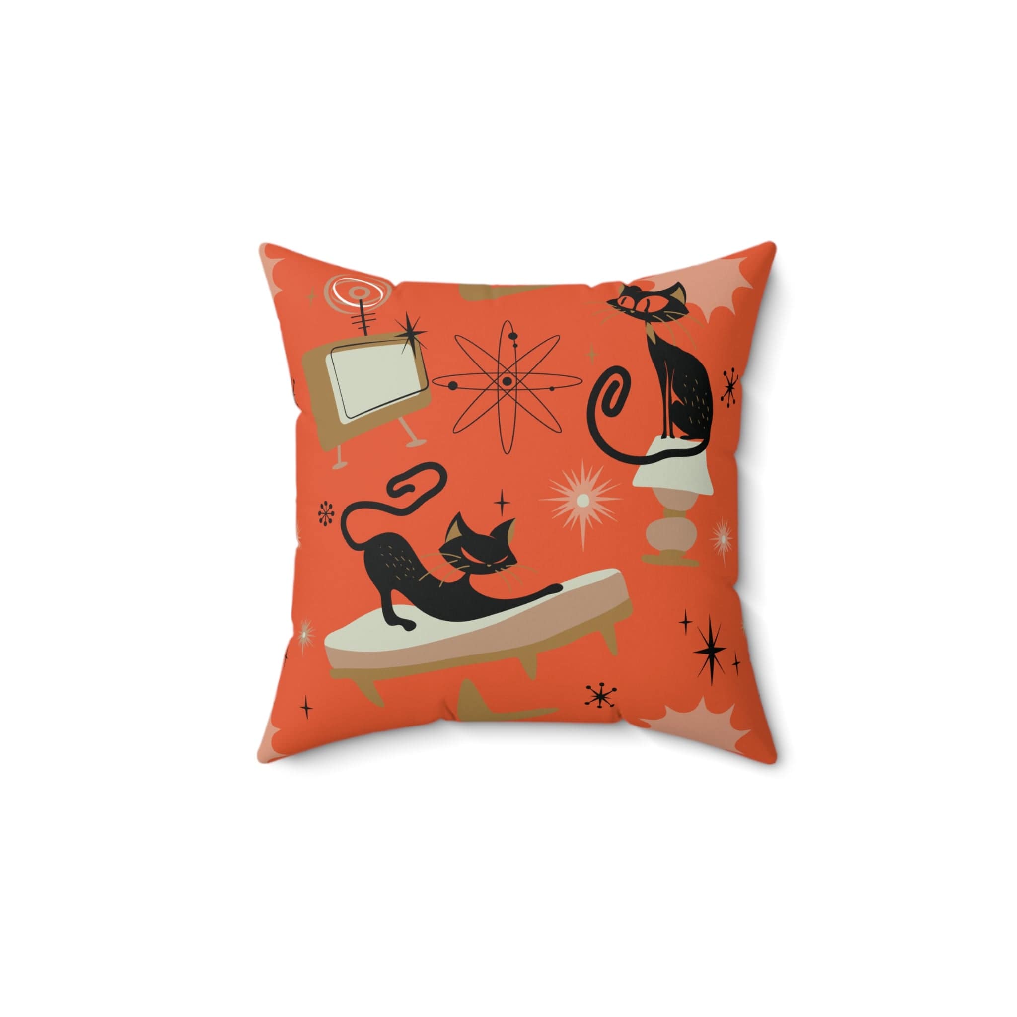 Kate McEnroe New York Atomic Cat Mid Mod Retro Vintage Starbursts Throw PillowThrow Pillows26397188219817405019