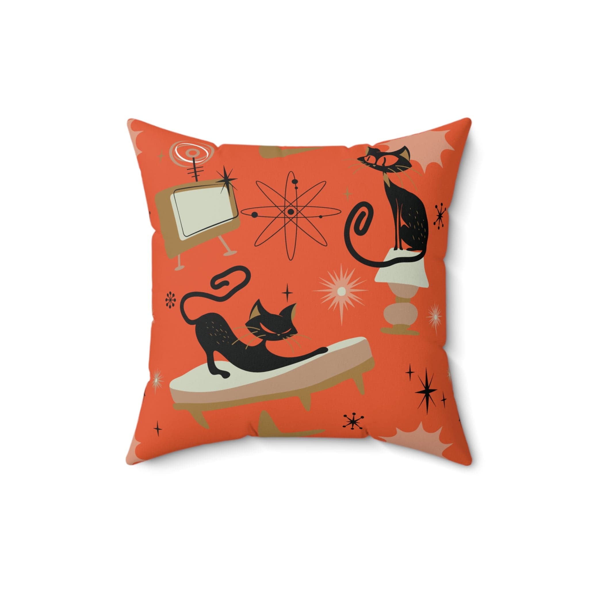 Kate McEnroe New York Atomic Cat Mid Mod Retro Vintage Starbursts Throw PillowThrow Pillows26397188219817405019