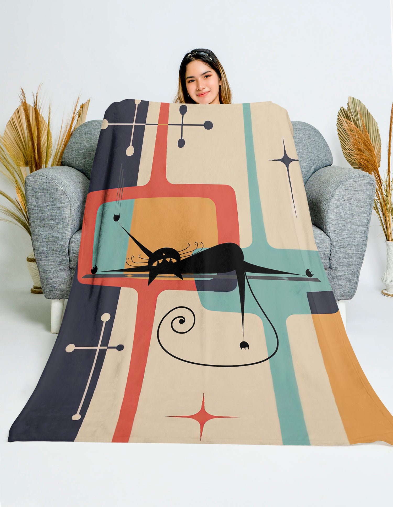 Kate McEnroe New York Atomic Cat Minky Throw BlanketBlankets95253919544564015850