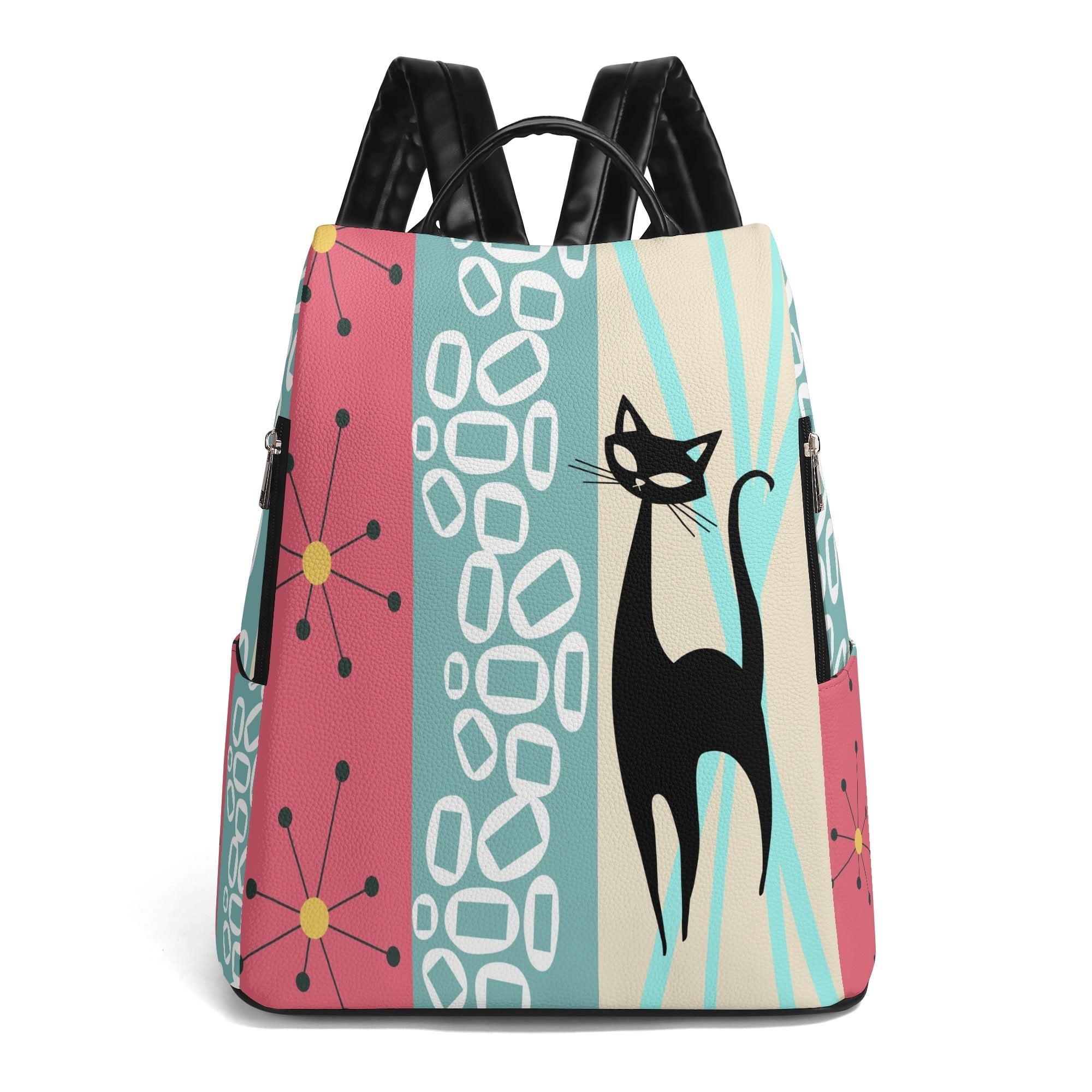 Kate McEnroe New York Atomic Cat Mod Backpack, Mid Century Geometric Starburst Bag, Retro 50s MCM DaypackBackpacksW0Z30ZEW - 1
