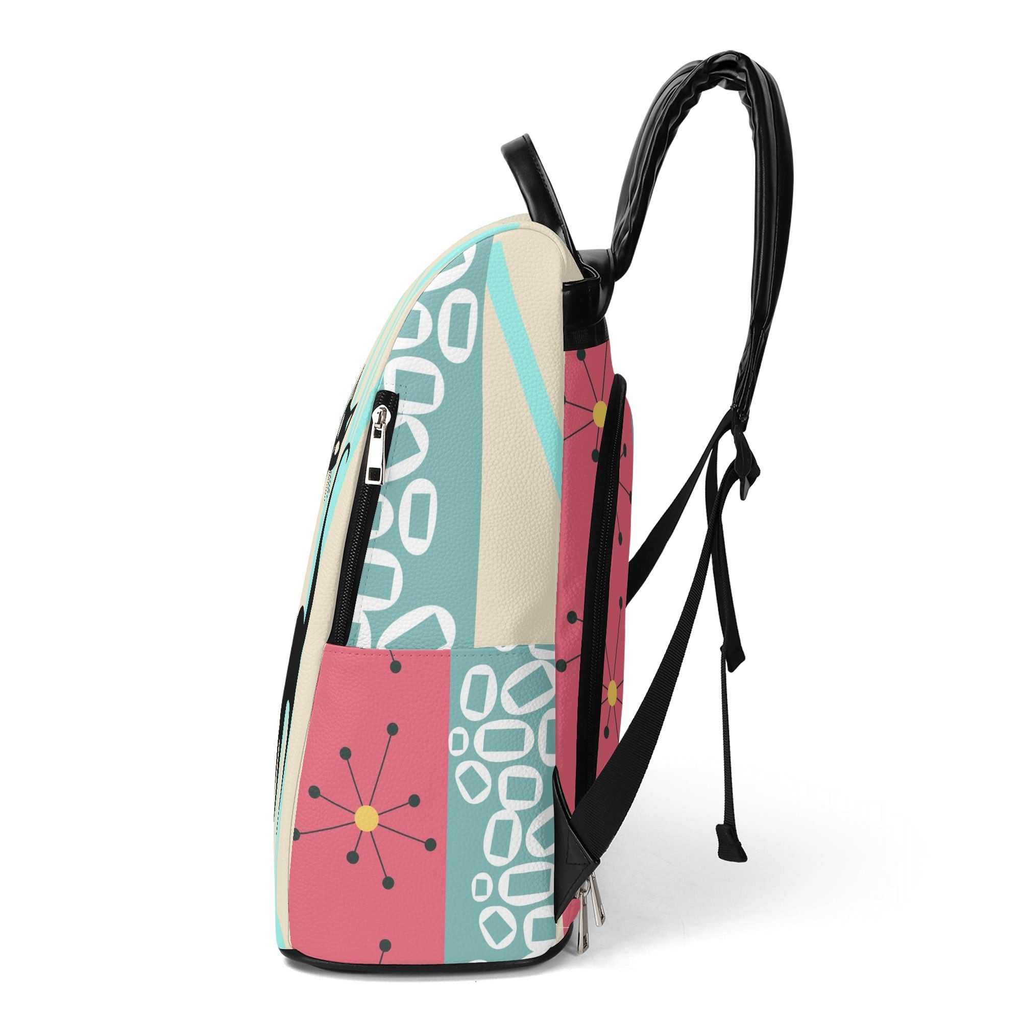 Kate McEnroe New York Atomic Cat Mod Backpack, Mid Century Geometric Starburst Bag, Retro 50s MCM DaypackBackpacksW0Z30ZEW - 1