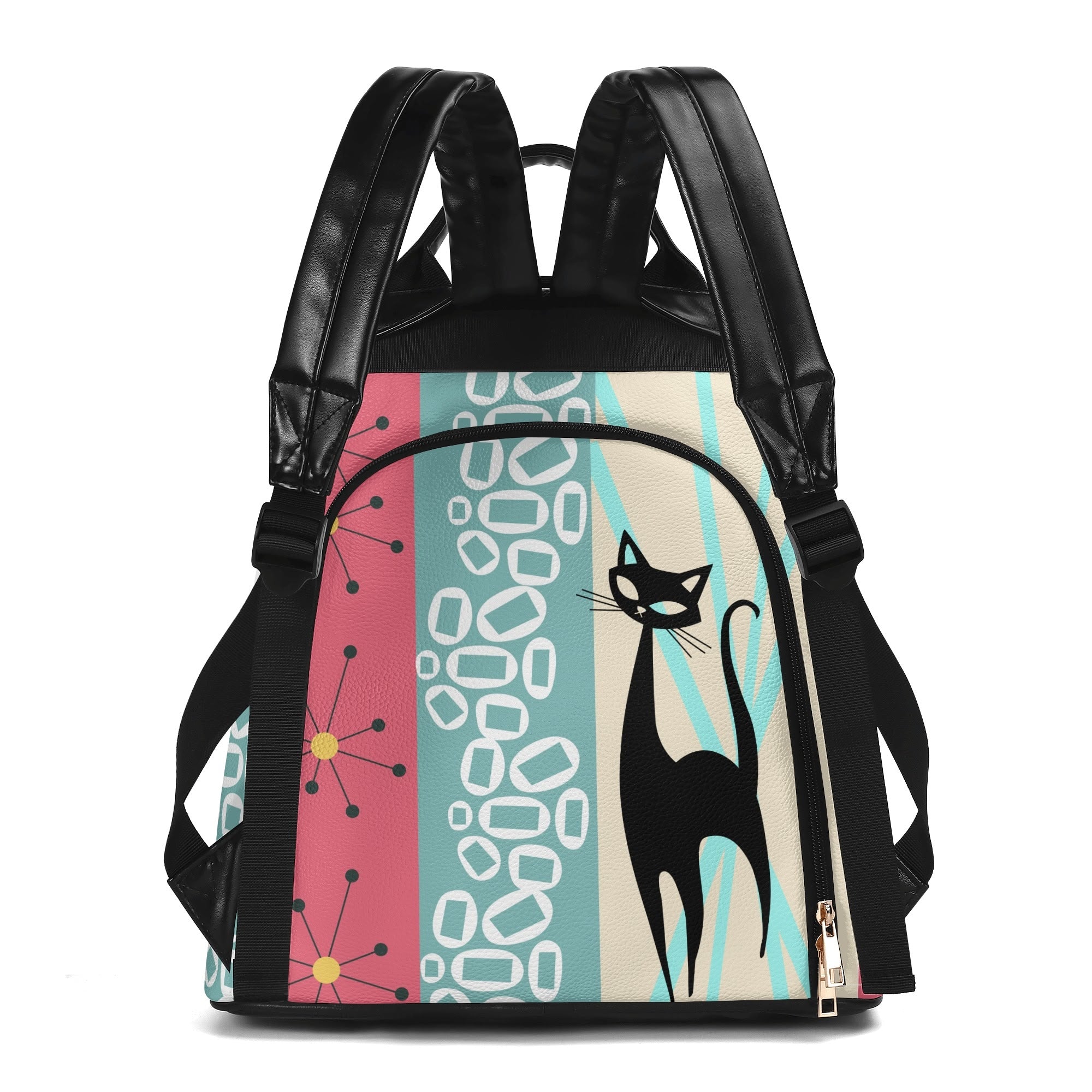 Kate McEnroe New York Atomic Cat Mod Backpack, Mid Century Geometric Starburst Bag, Retro 50s MCM DaypackBackpacksW0Z30ZEW - 1