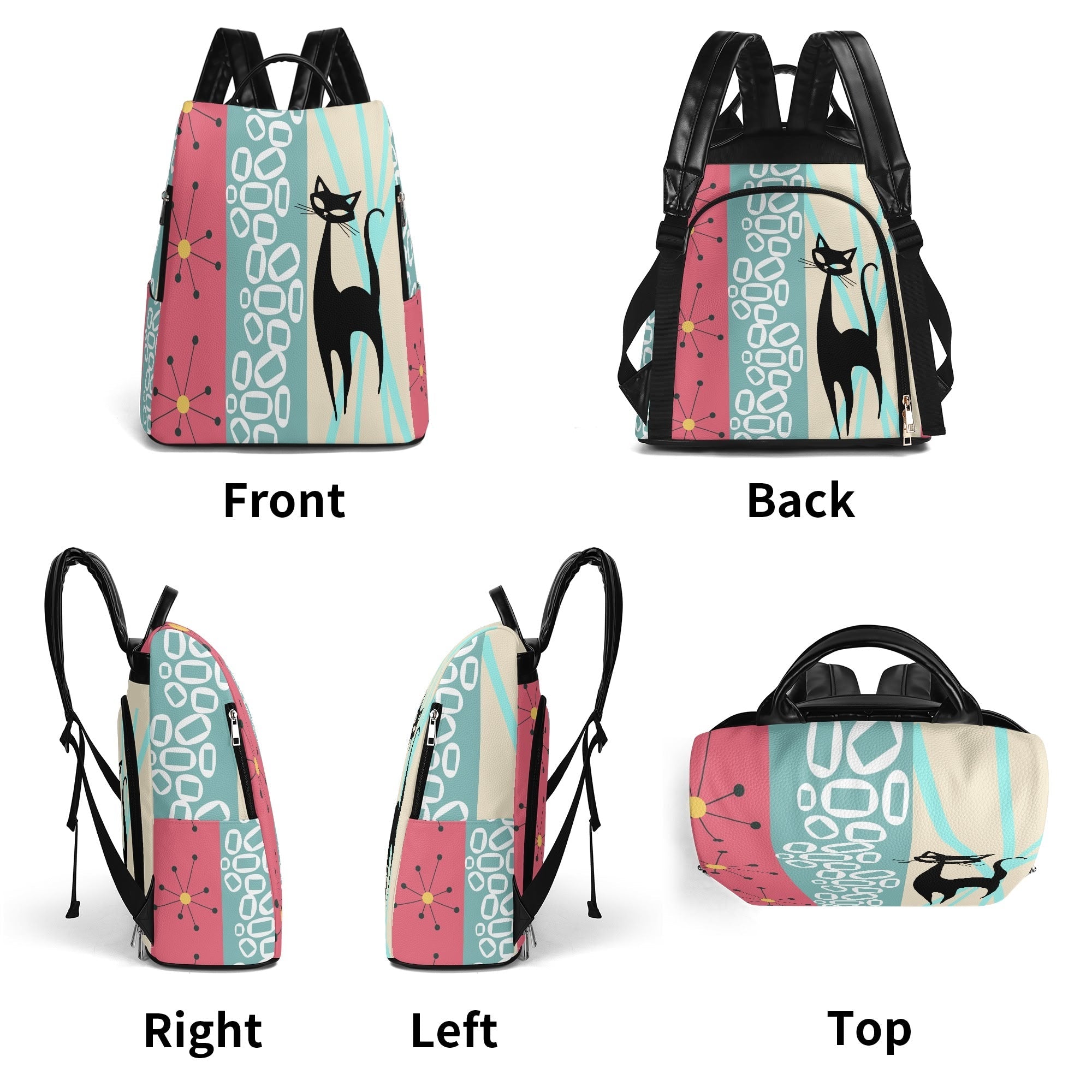 Kate McEnroe New York Atomic Cat Mod Backpack, Mid Century Geometric Starburst Bag, Retro 50s MCM DaypackBackpacksW0Z30ZEW - 1