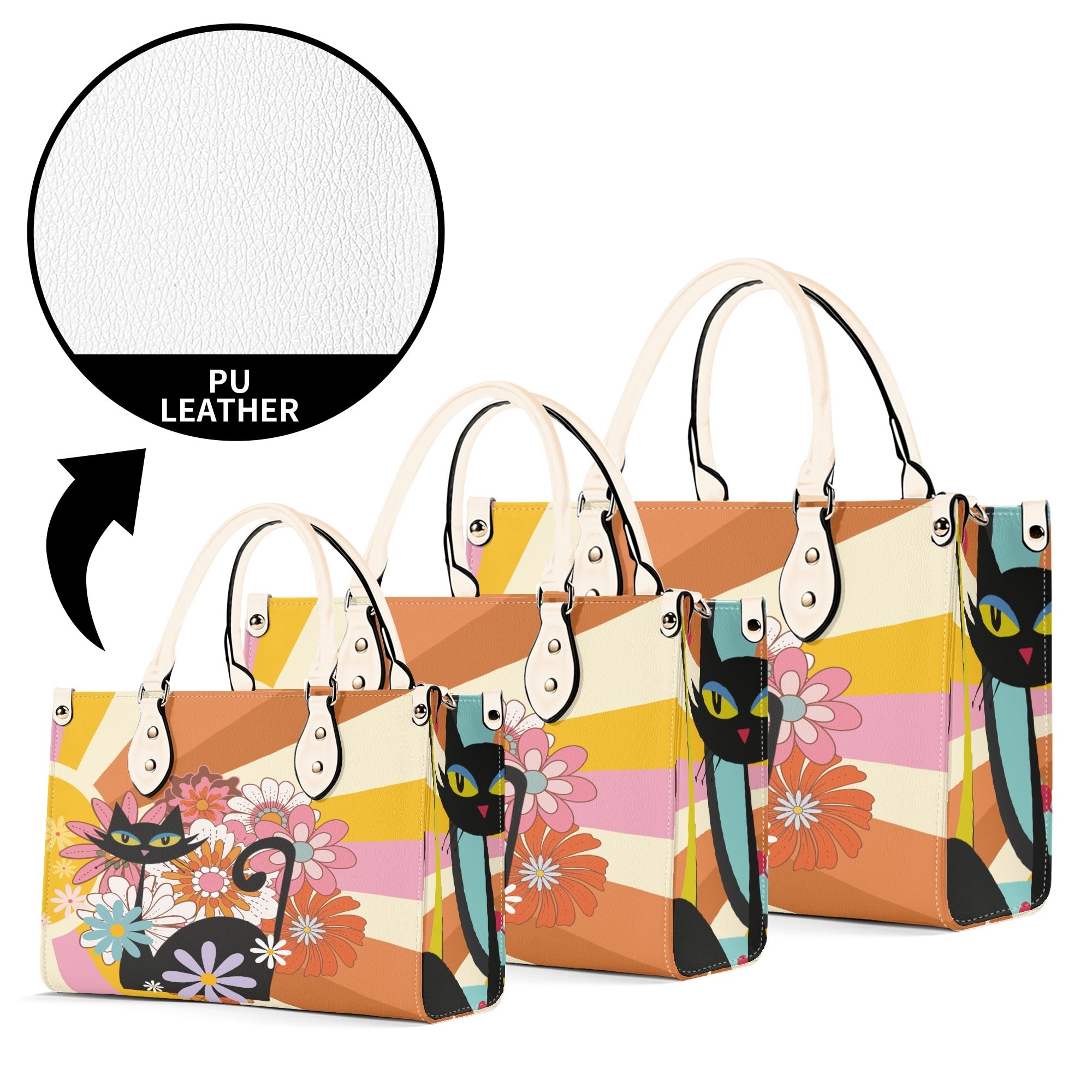 Kate McEnroe New York Atomic Cat Mod Sunburst Floral Satchel, Retro 60s Mid Century Modern Handbag, MCM Kitsch Black Cat PurseHandbagsNO5GZX0W - 1
