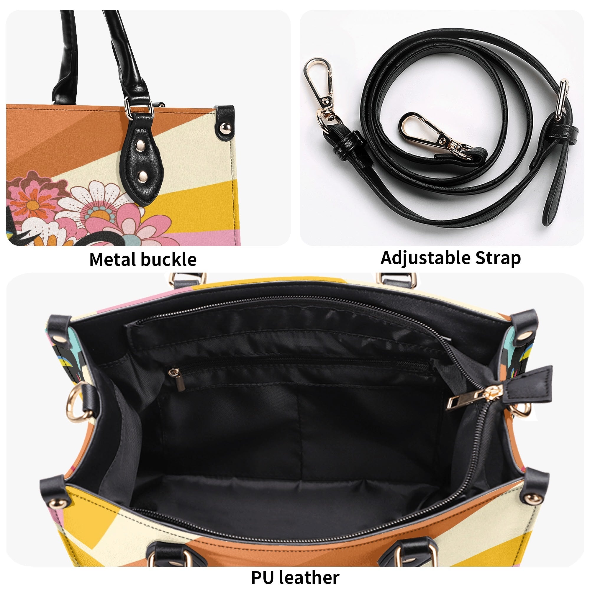 Kate McEnroe New York Atomic Cat Mod Sunburst Floral Satchel, Retro 60s Mid Century Modern Handbag, MCM Kitsch Black Cat PurseHandbagsNO5GZX0W - 1