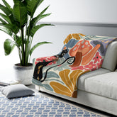 Kate McEnroe New York Atomic Cat Mushroom Sherpa Throw, Retro Floral Mid Century Modern BlanketBlankets15192322767813195099