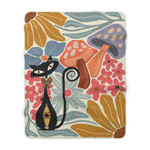 Kate McEnroe New York Atomic Cat Mushroom Sherpa Throw, Retro Floral Mid Century Modern BlanketBlankets17590765842953471551