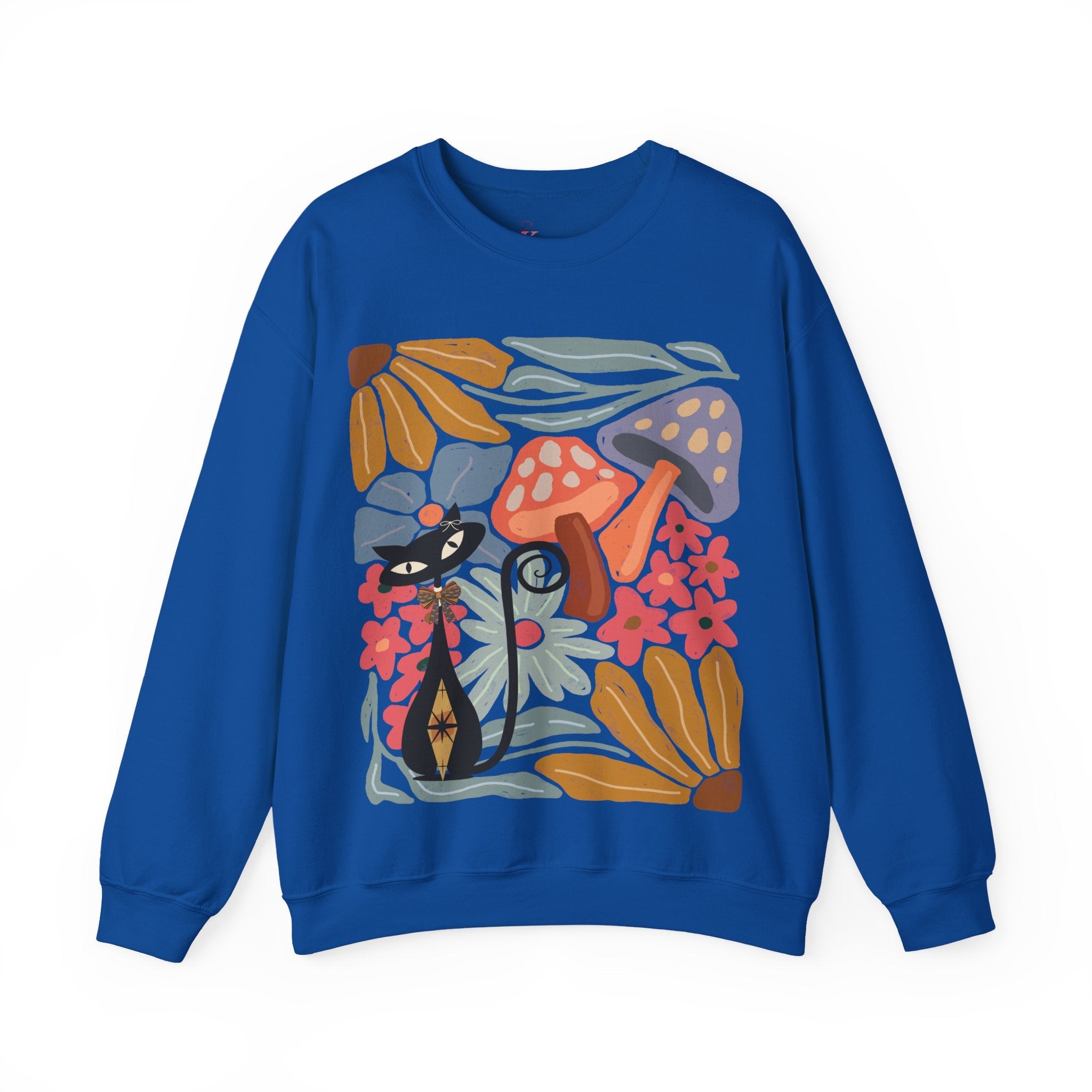 Kate McEnroe New York Atomic Cat Mushroom Sweatshirt, Mid Century Modern Retro Pullover, MCM Fall Cozy CrewneckSweatshirts15648846960881598483