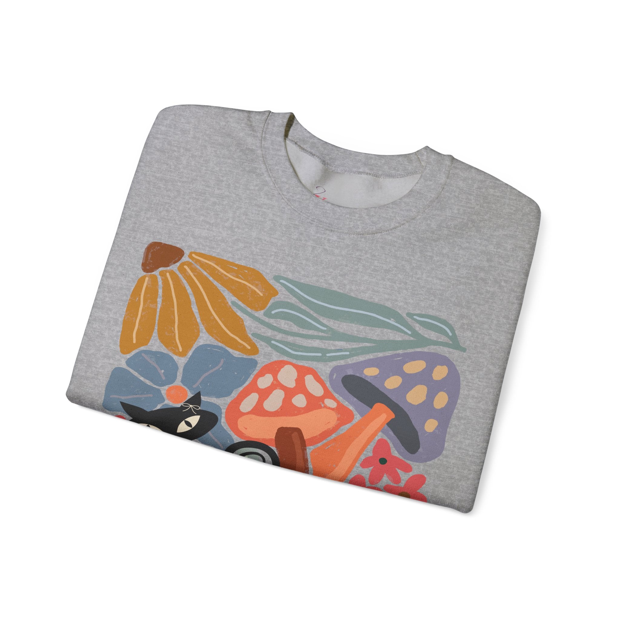 Kate McEnroe New York Atomic Cat Mushroom Sweatshirt, Mid Century Modern Retro Pullover, MCM Fall Cozy CrewneckSweatshirts33222388824810760958
