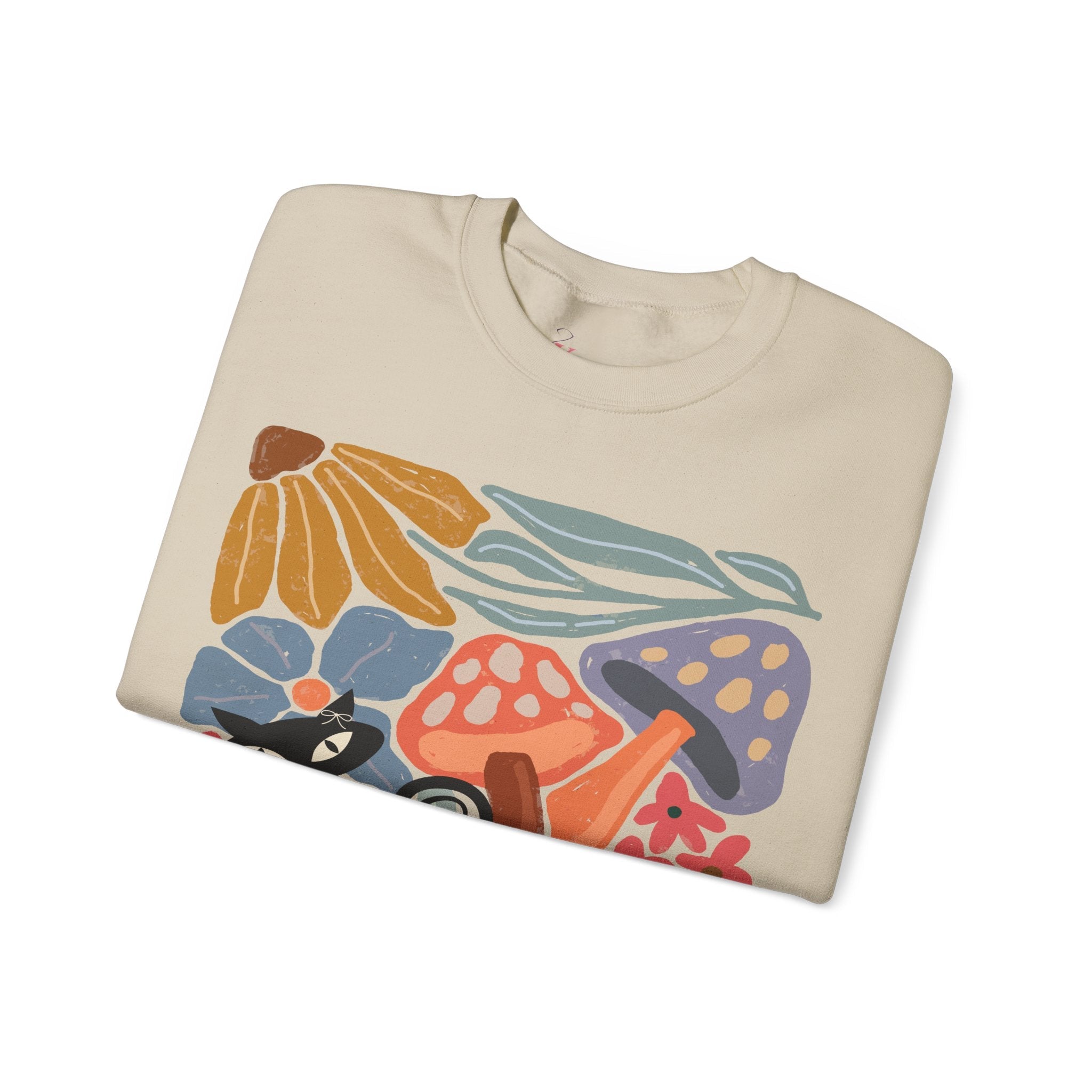 Kate McEnroe New York Atomic Cat Mushroom Sweatshirt, Mid Century Modern Retro Pullover, MCM Fall Cozy CrewneckSweatshirts40067713763380706655