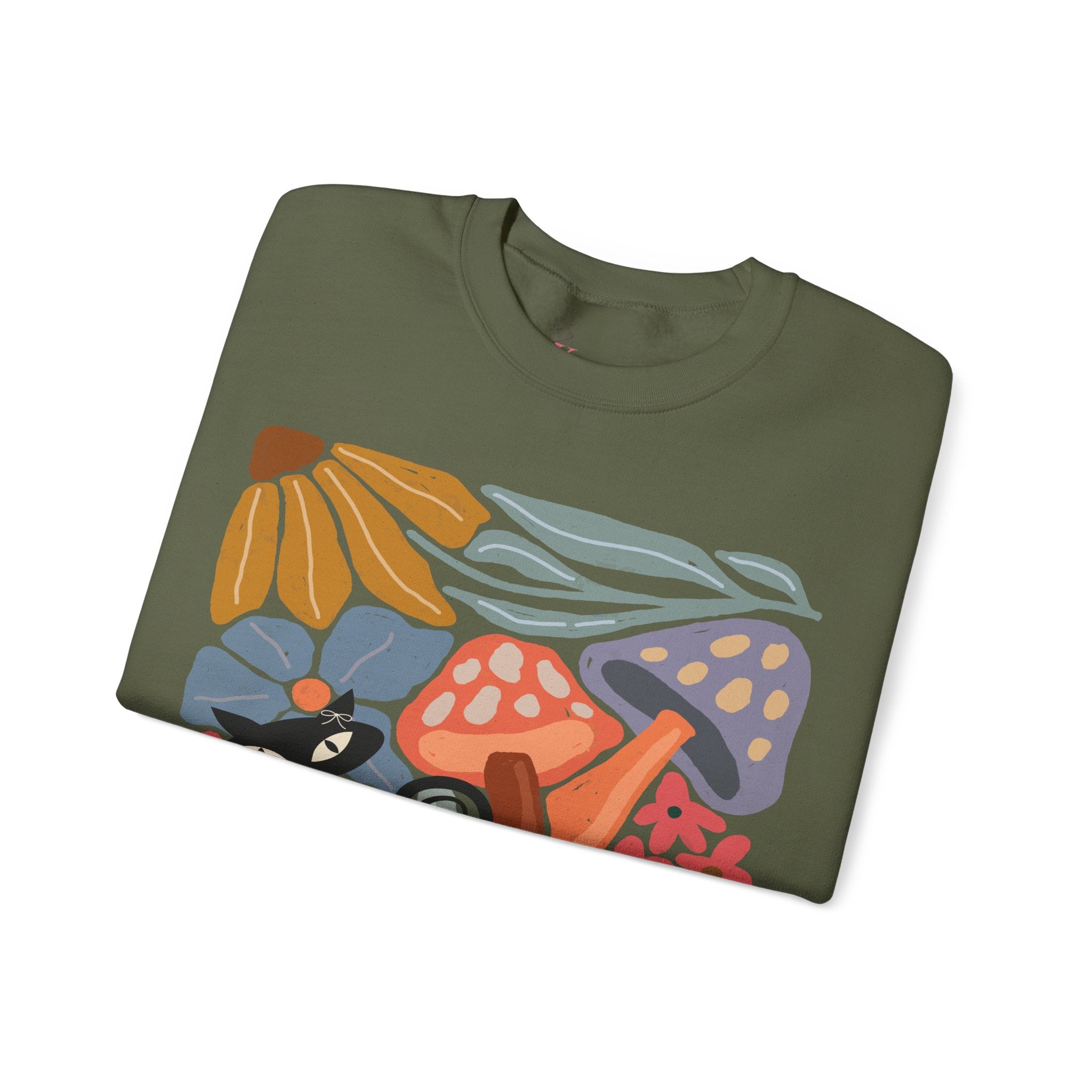 Kate McEnroe New York Atomic Cat Mushroom Sweatshirt, Mid Century Modern Retro Pullover, MCM Fall Cozy CrewneckSweatshirts40067713763380706655