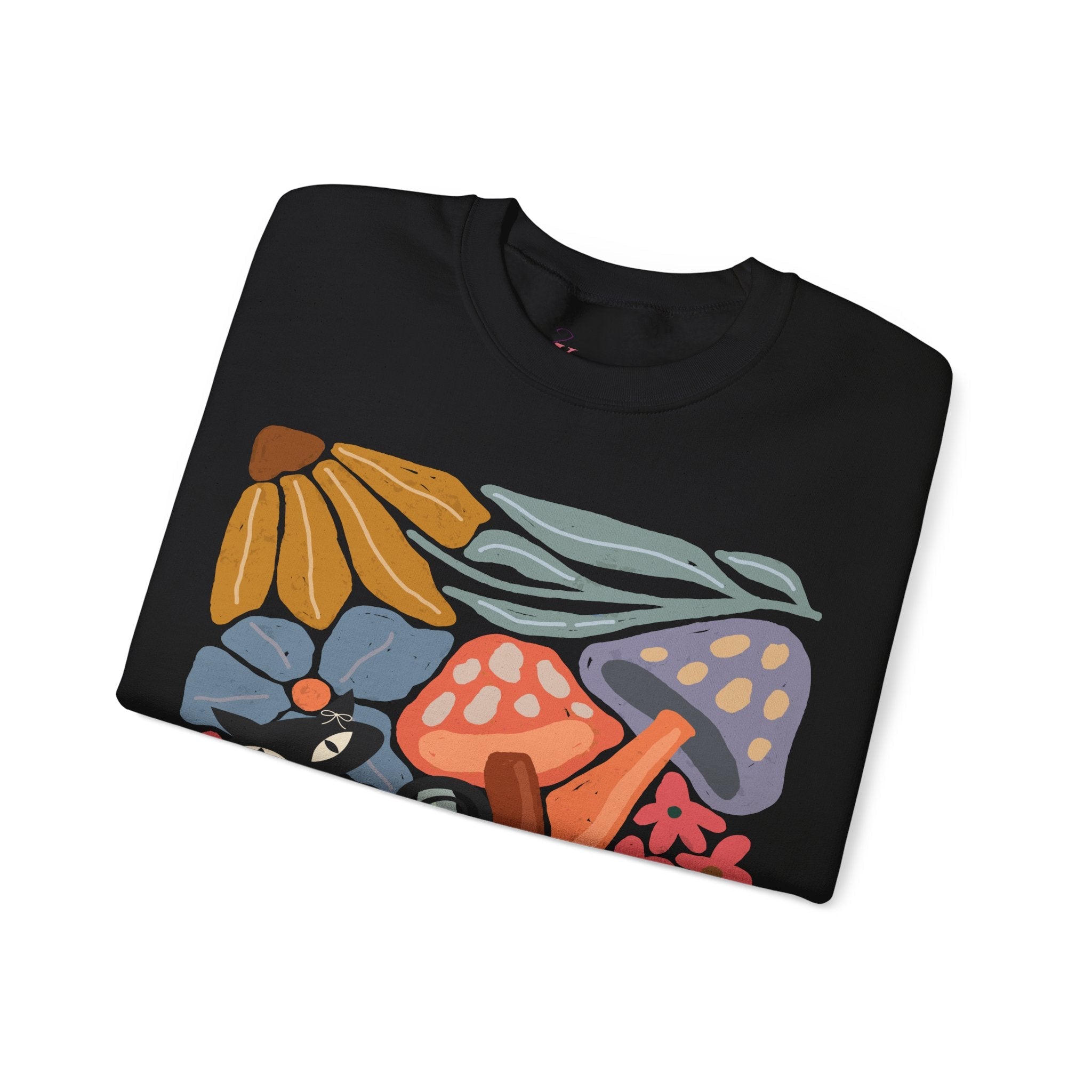 Kate McEnroe New York Atomic Cat Mushroom Sweatshirt, Mid Century Modern Retro Pullover, MCM Fall Cozy CrewneckSweatshirts40067713763380706655