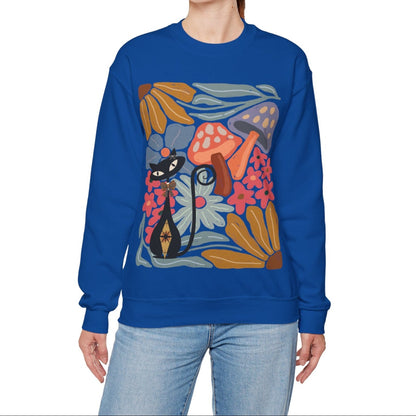 Kate McEnroe New York Atomic Cat Mushroom Sweatshirt, Mid Century Modern Retro Pullover, MCM Fall Cozy CrewneckSweatshirts40067713763380706655