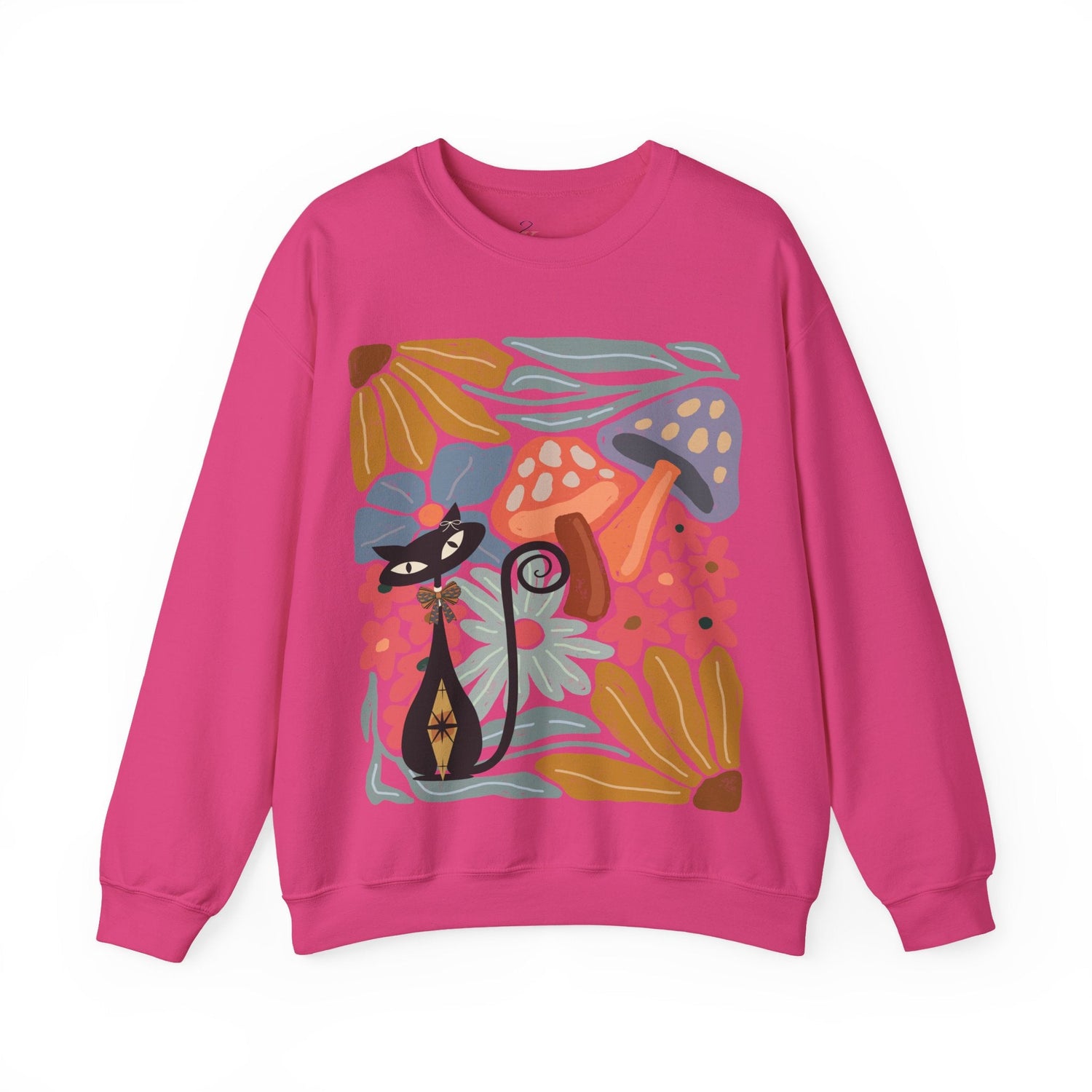 Kate McEnroe New York Atomic Cat Mushroom Sweatshirt, Mid Century Modern Retro Pullover, MCM Fall Cozy CrewneckSweatshirts40067713763380706655